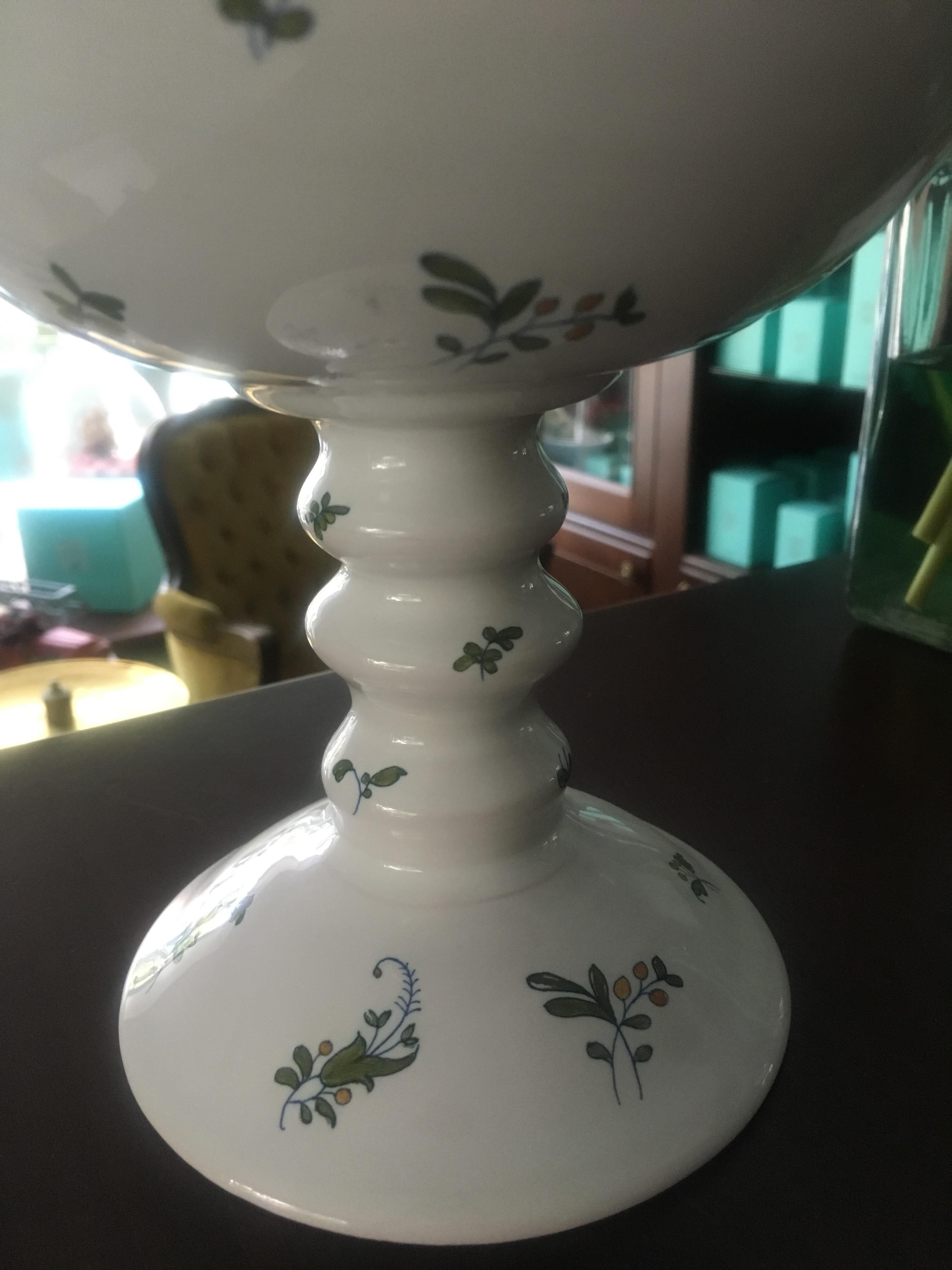 20th Century French Hand-Painted Ceramic Hatstand Decorated by Saint Michel Moustiers For Sale