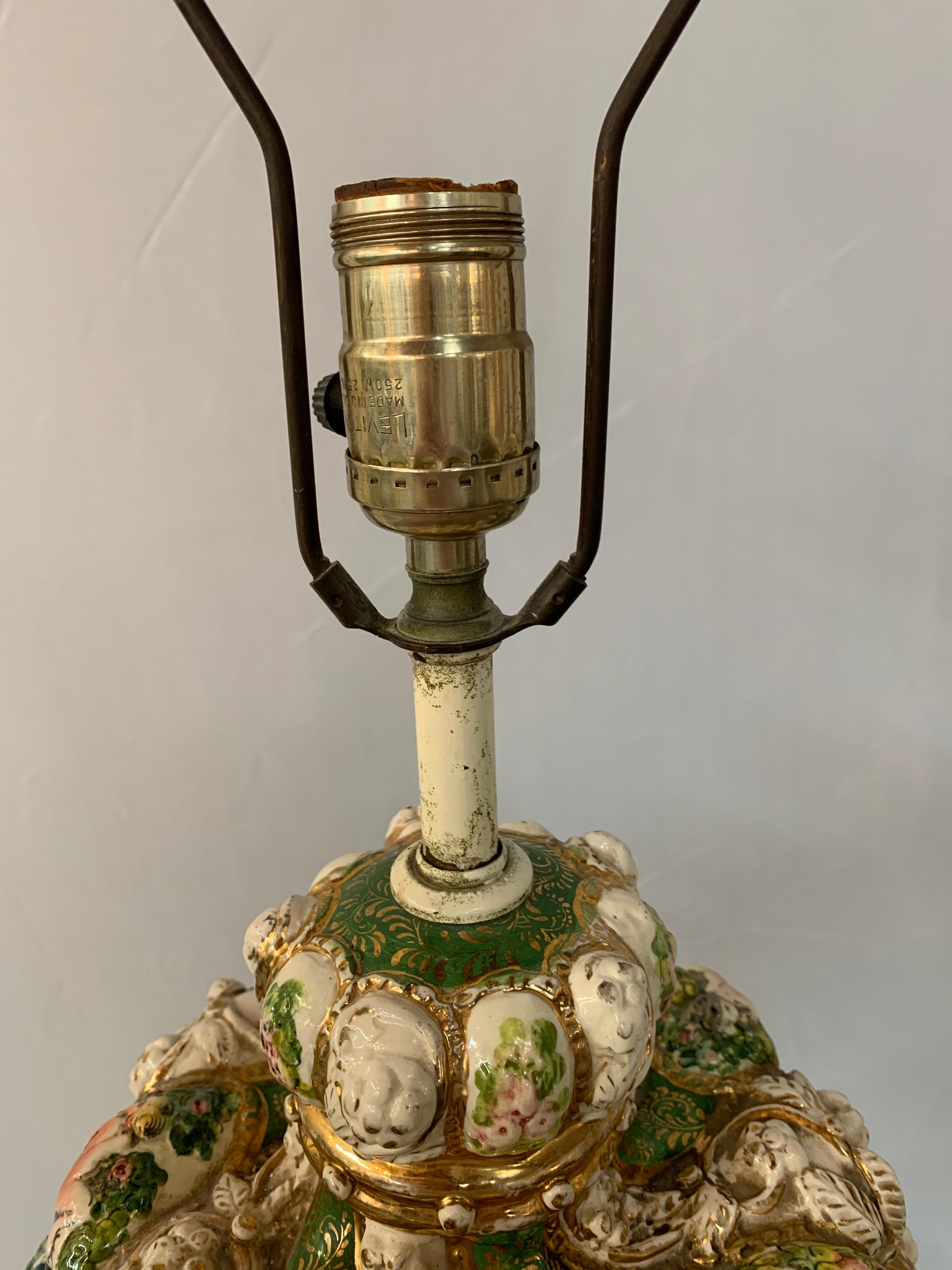 French Provincial French Dresden Style Porcelain Large Table Lamp