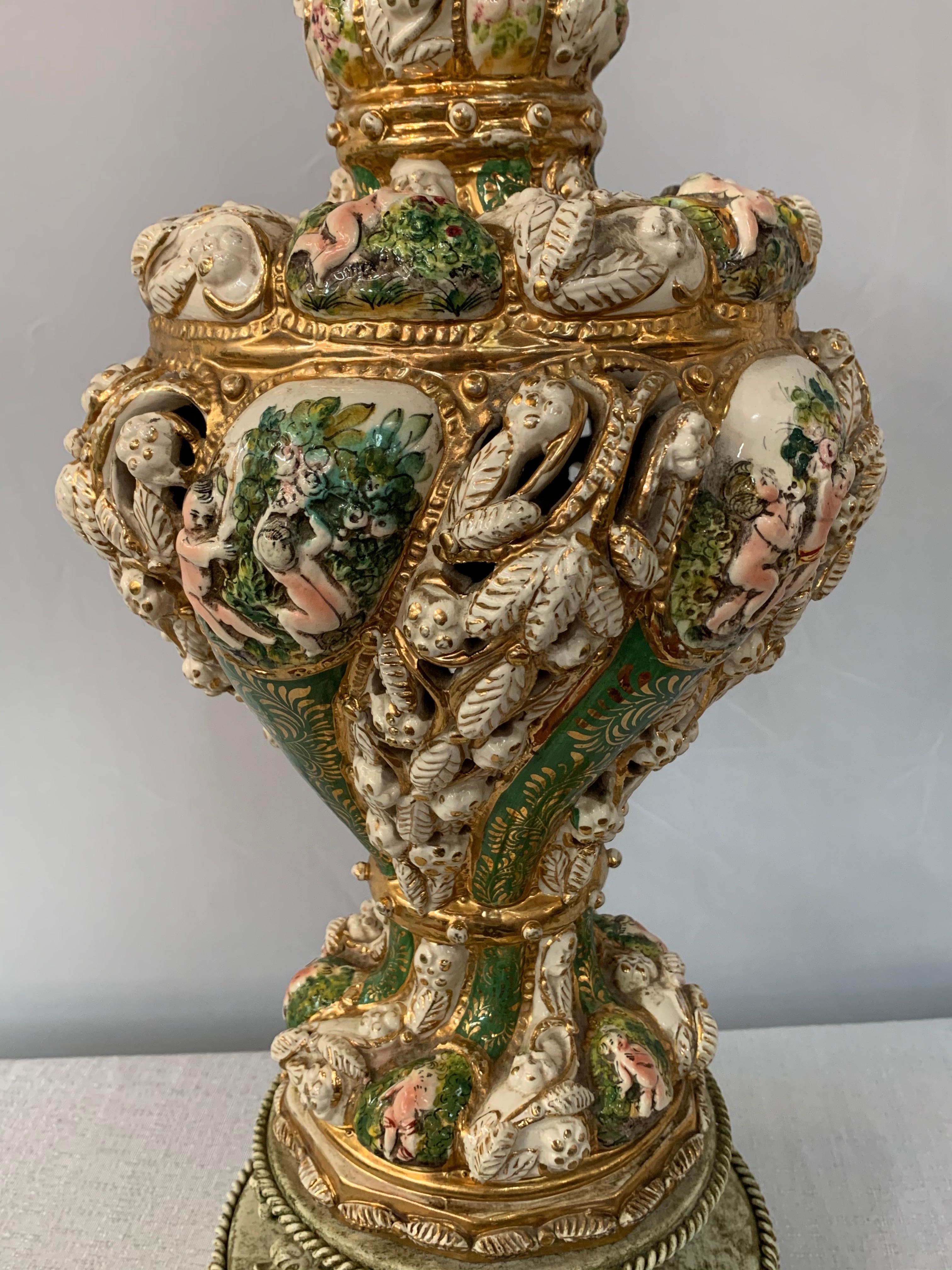 Late 20th Century French Dresden Style Porcelain Large Table Lamp