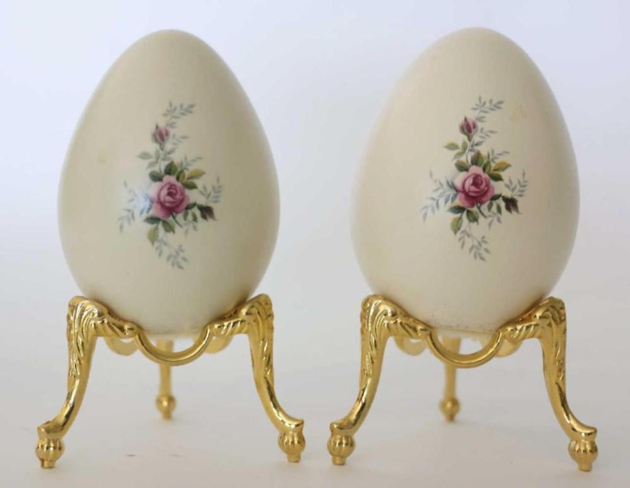 French Hand Painted Cupid Eggs on Stands For Sale 2