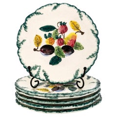 Assiettes à dessert en faïence peinte à la main, ensemble de six, milieu du 20e siècle