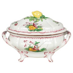 French Hand-Painted Faience Soup Tureen 