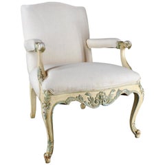 French Hand Painted Fauteuil Armchair