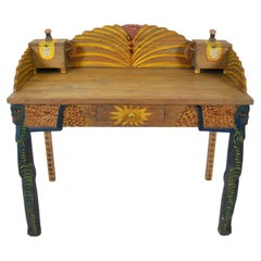 Used French Hand Painted Folk Art Desk by Gérard Rigot