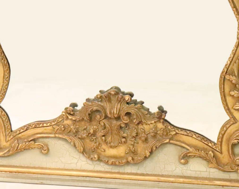French Hand Painted & Gilt Decorated Trumeau Mirror For Sale 1
