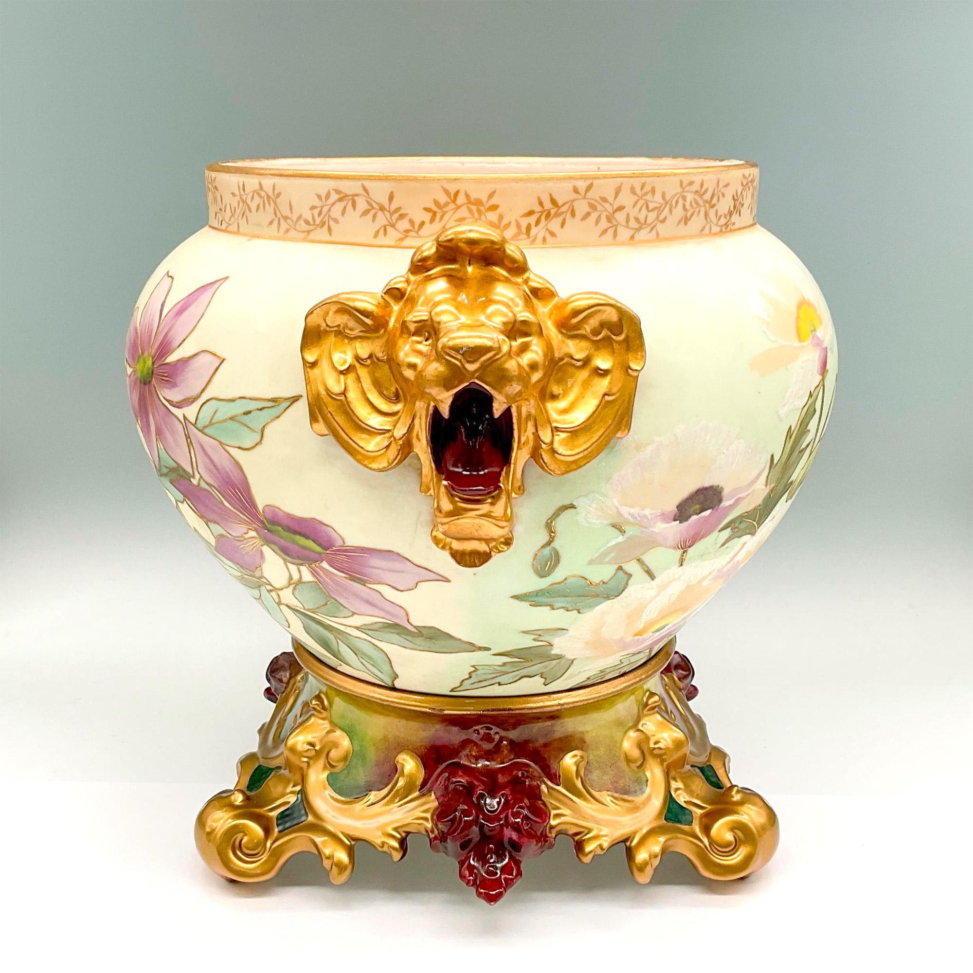 Victorian French Hand Painted & Gilt Limoges Porcelain Jardiniere / Base For Sale