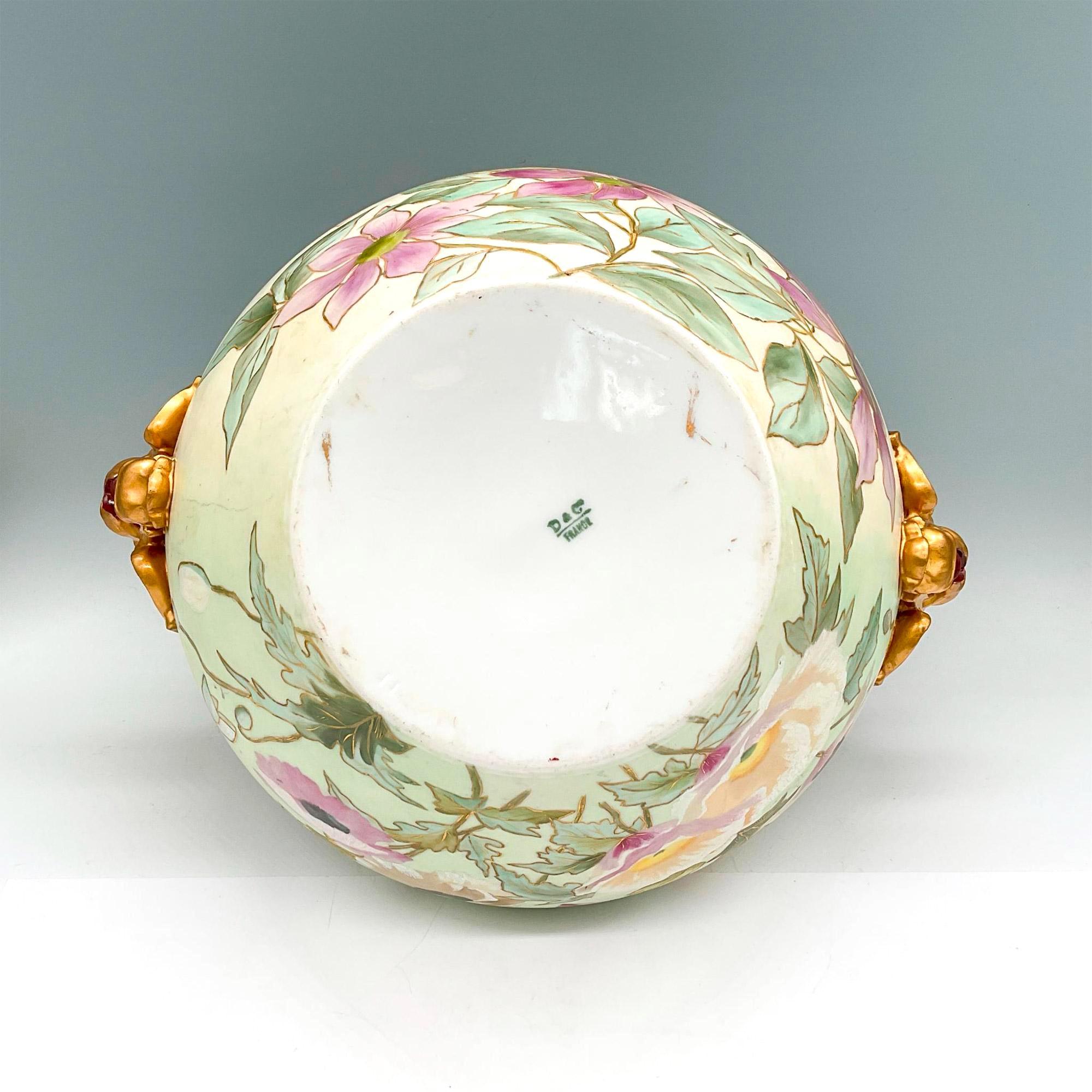 20th Century French Hand Painted & Gilt Limoges Porcelain Jardiniere / Base For Sale