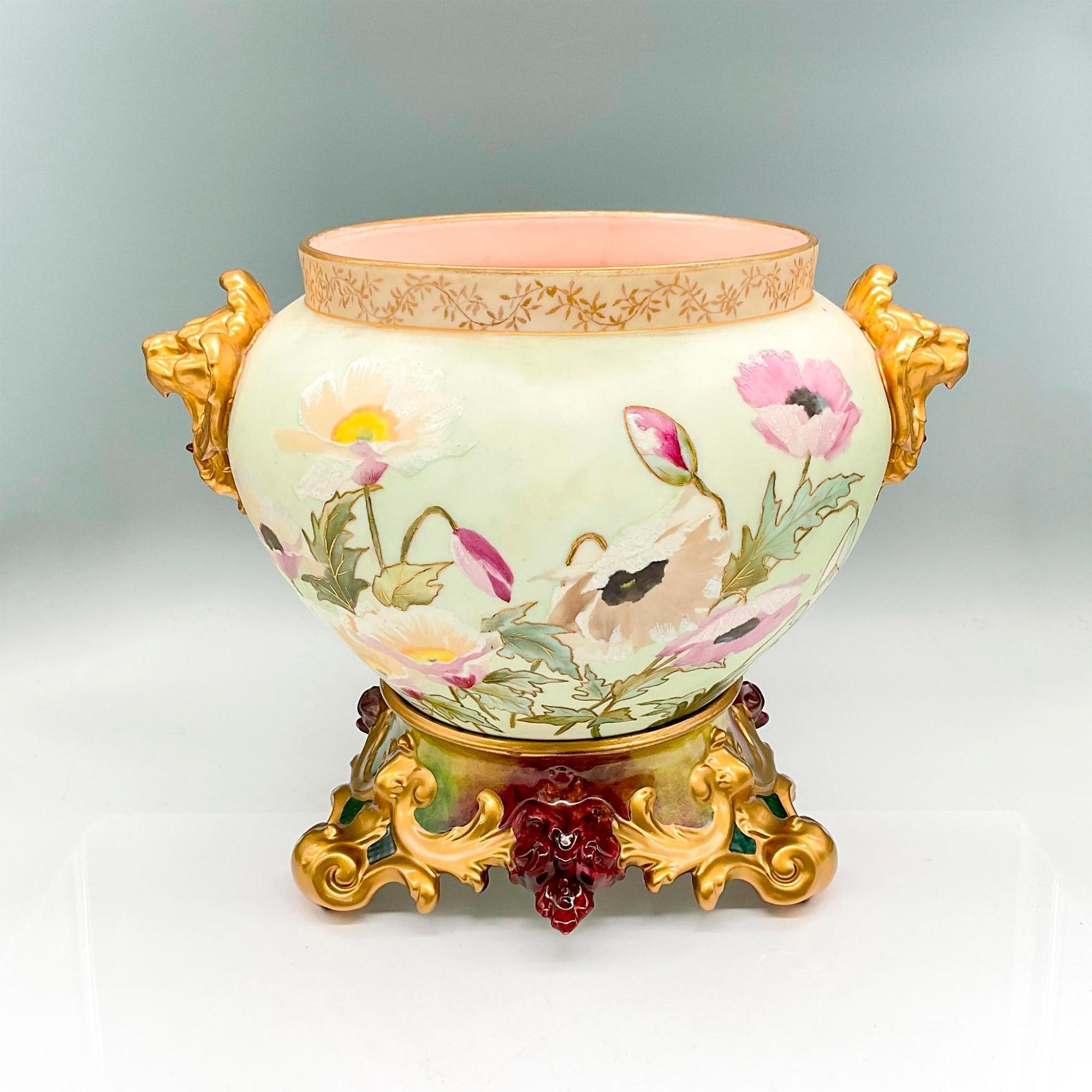 French Hand Painted & Gilt Limoges Porcelain Jardiniere / Base For Sale 1
