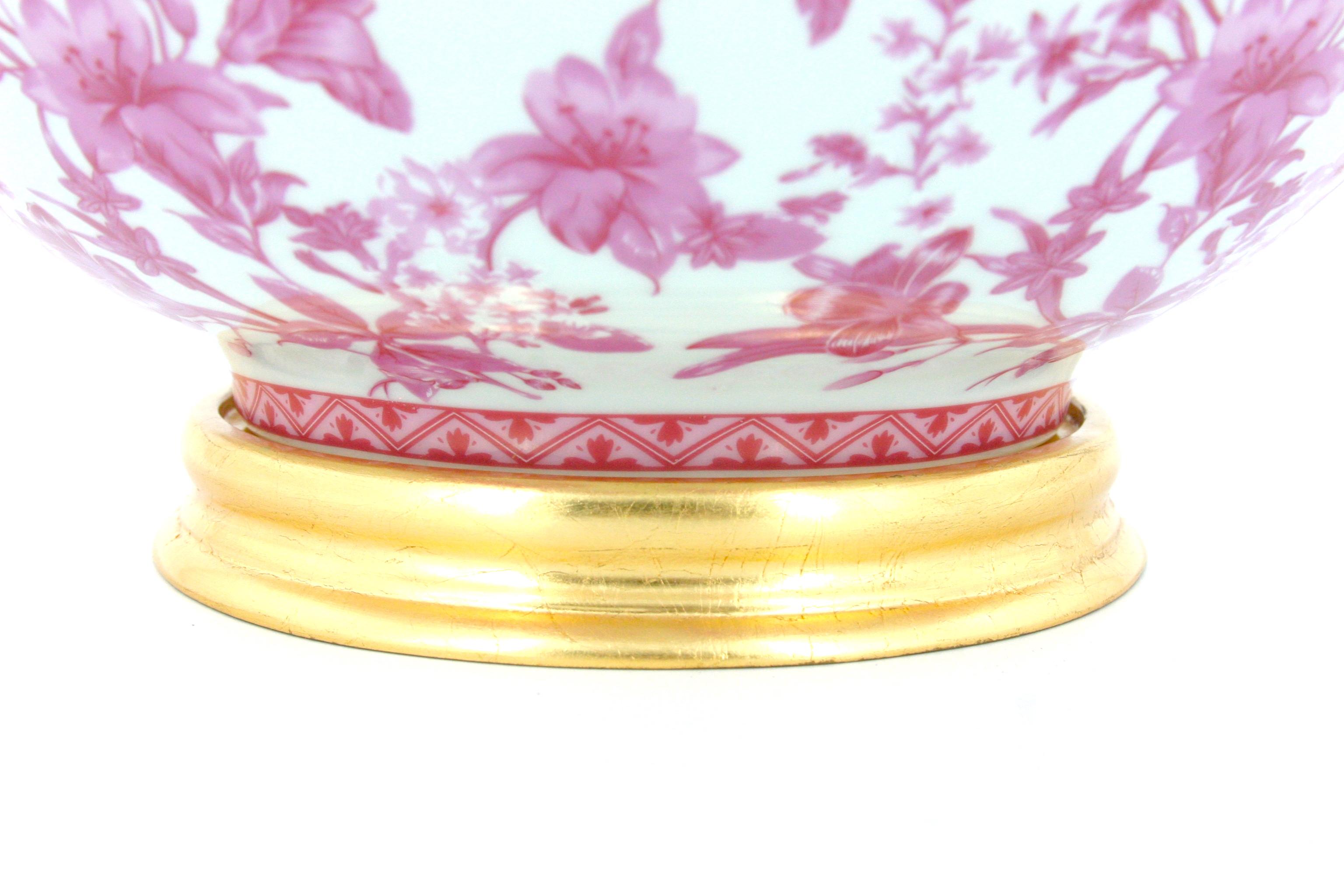 Gold French Hand Painted Glazed Porcelain Decorative Bowl For Sale