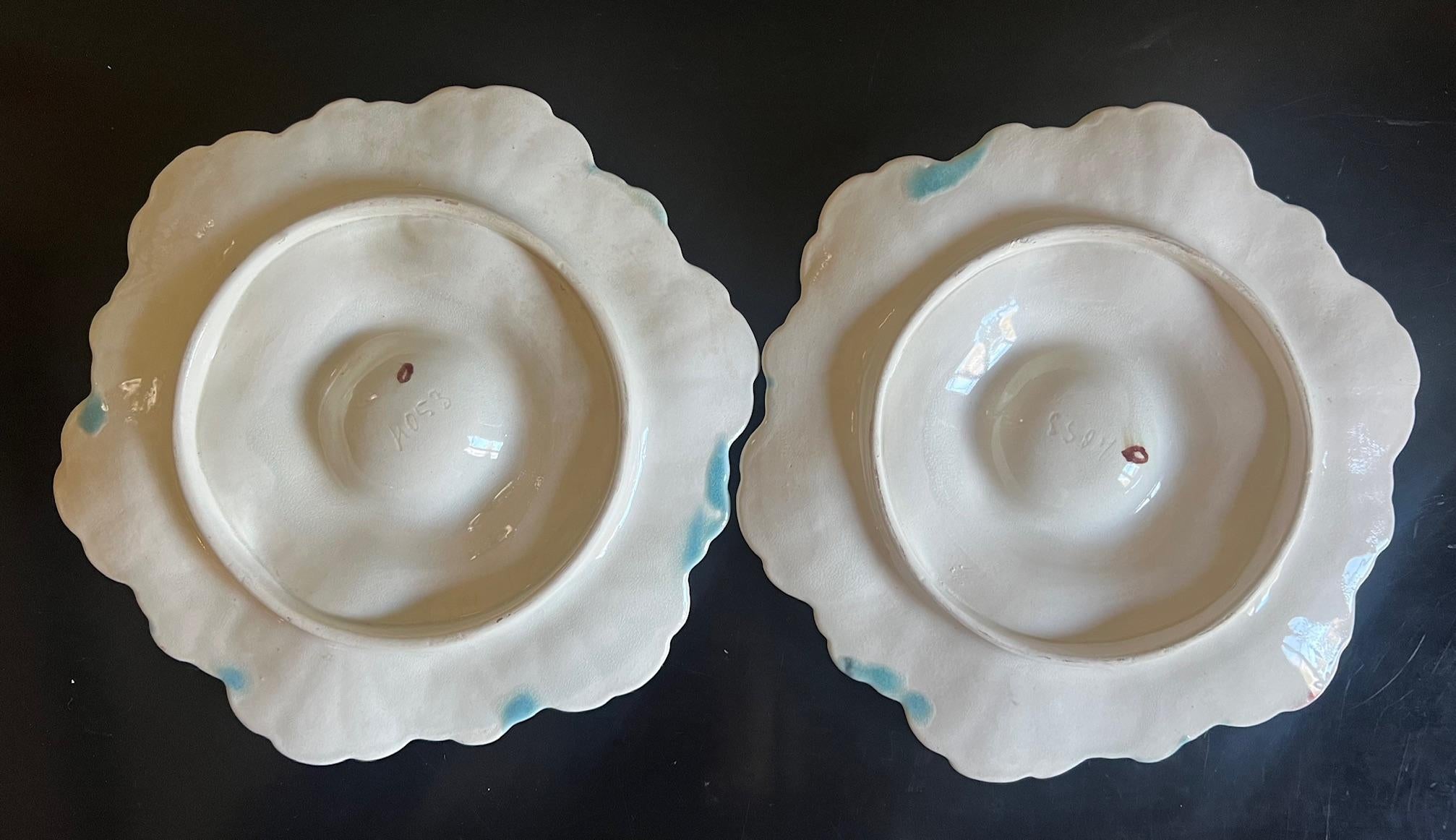French Hand Painted Majolica Five-Lille 6 Well Oyster Plate, c. 1890's 2