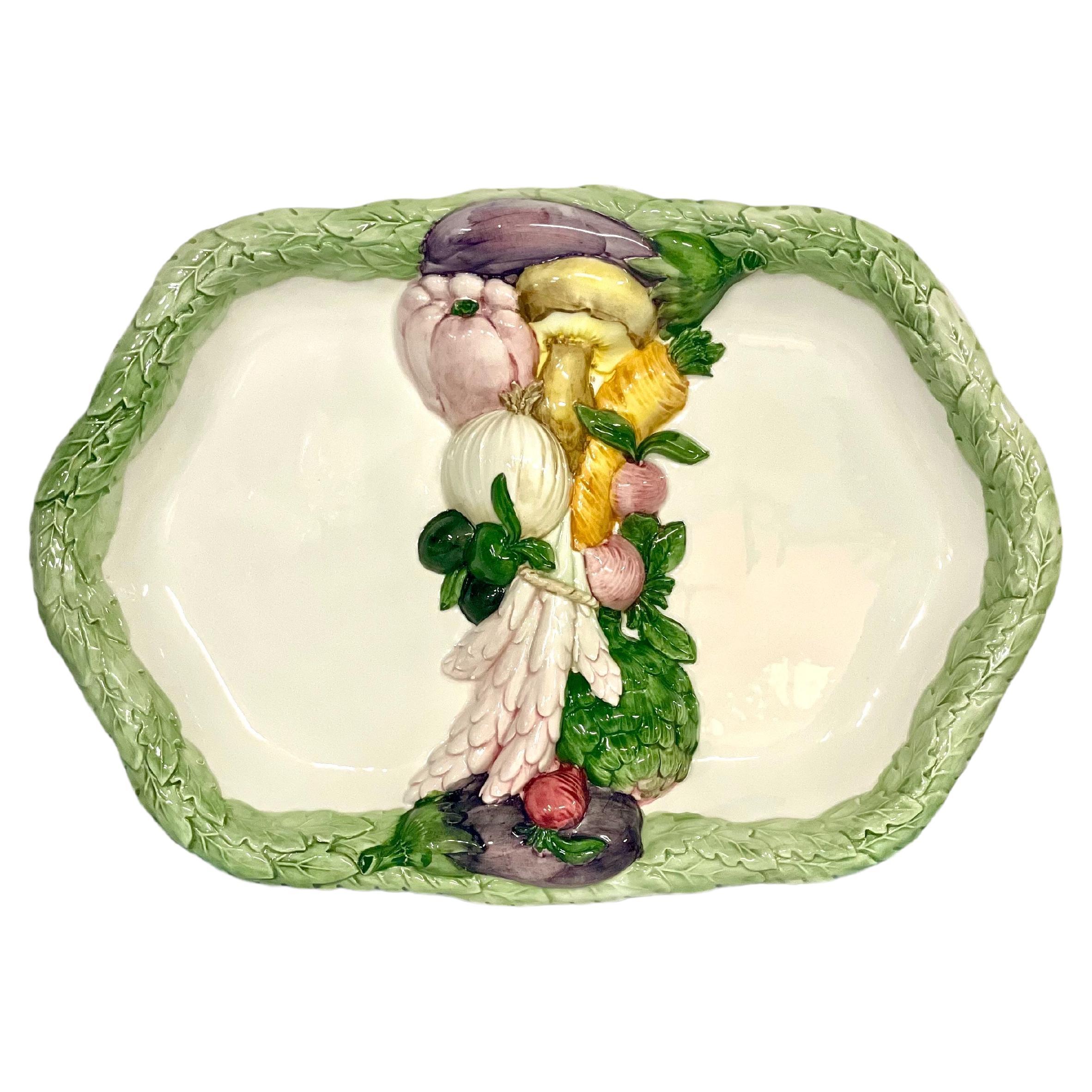  French Wide Majolica Vegetable Serving Platter