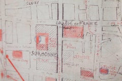 French Hand Painted Map of Paris City Centre circa 1860