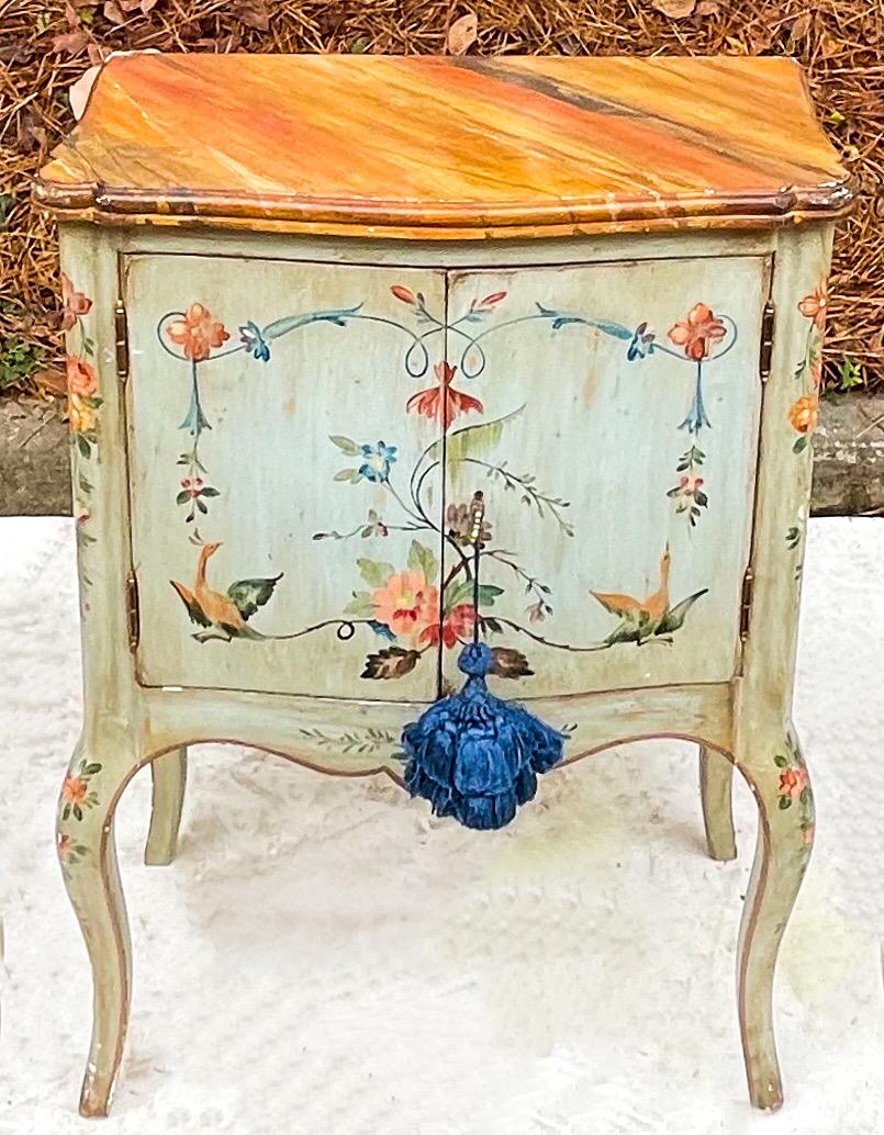 French Provincial French Hand Painted Petite Commode or Side Table