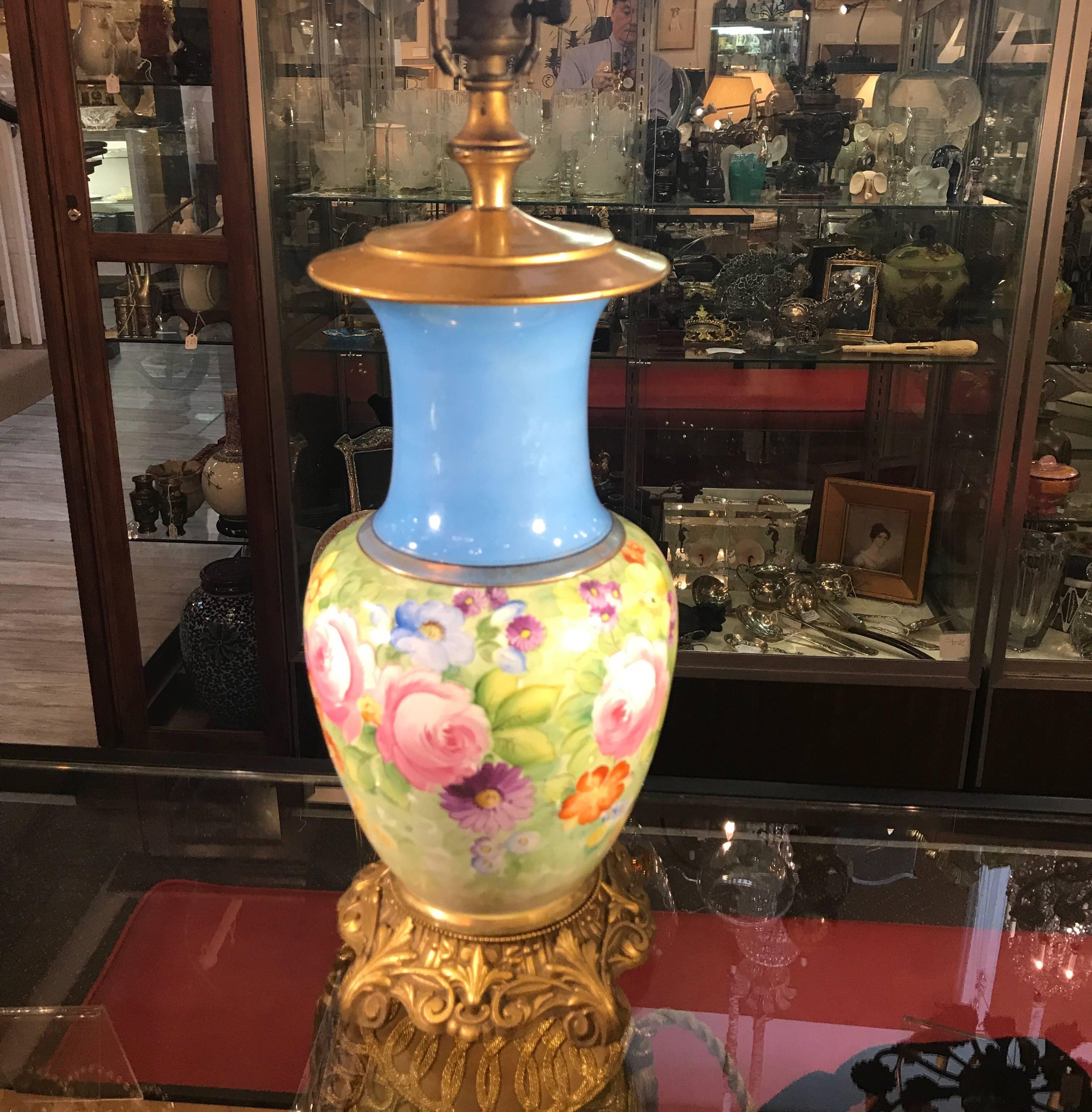French Hand-Painted Porcelain Lamp 4