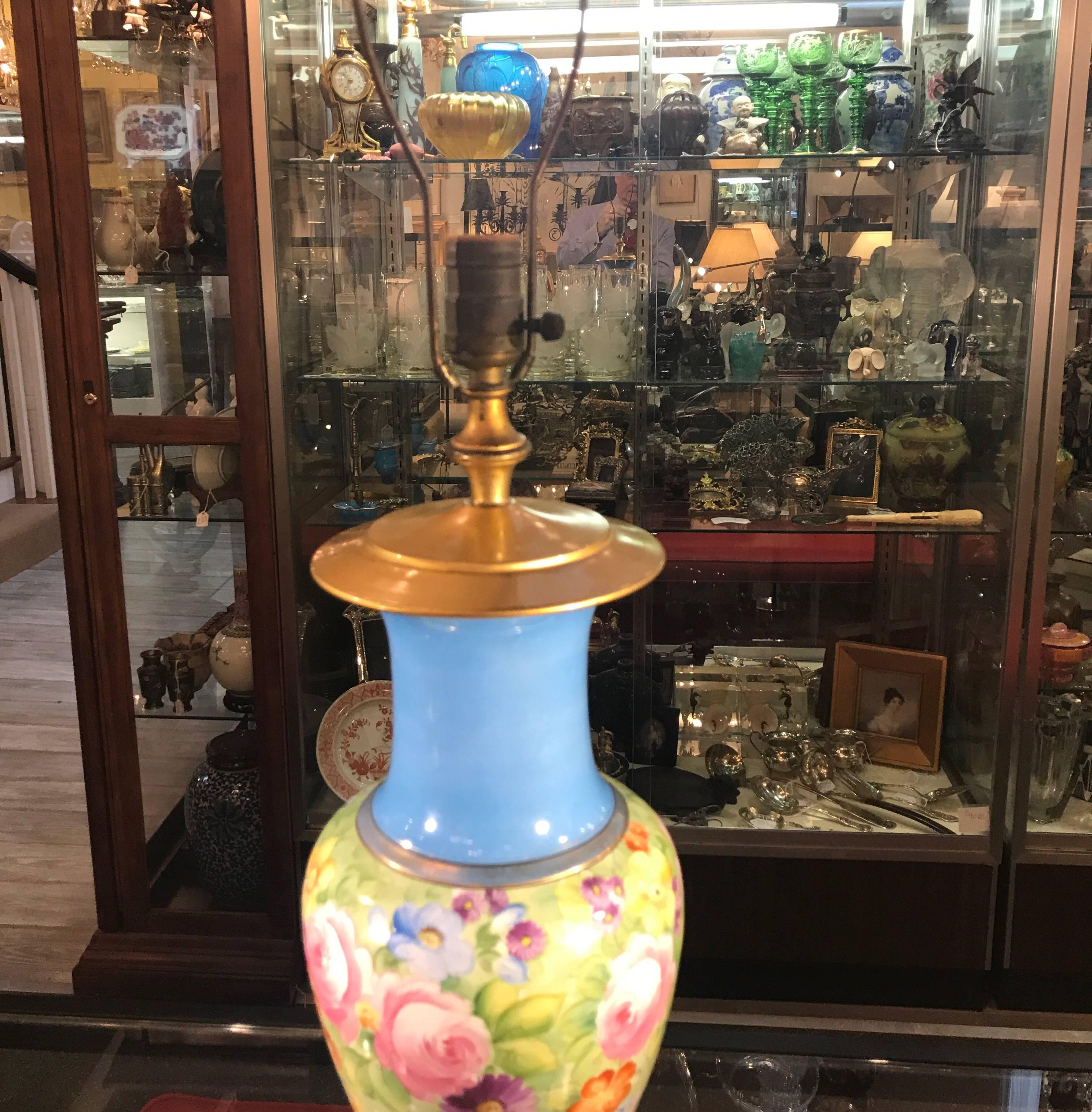 French Hand-Painted Porcelain Lamp 5