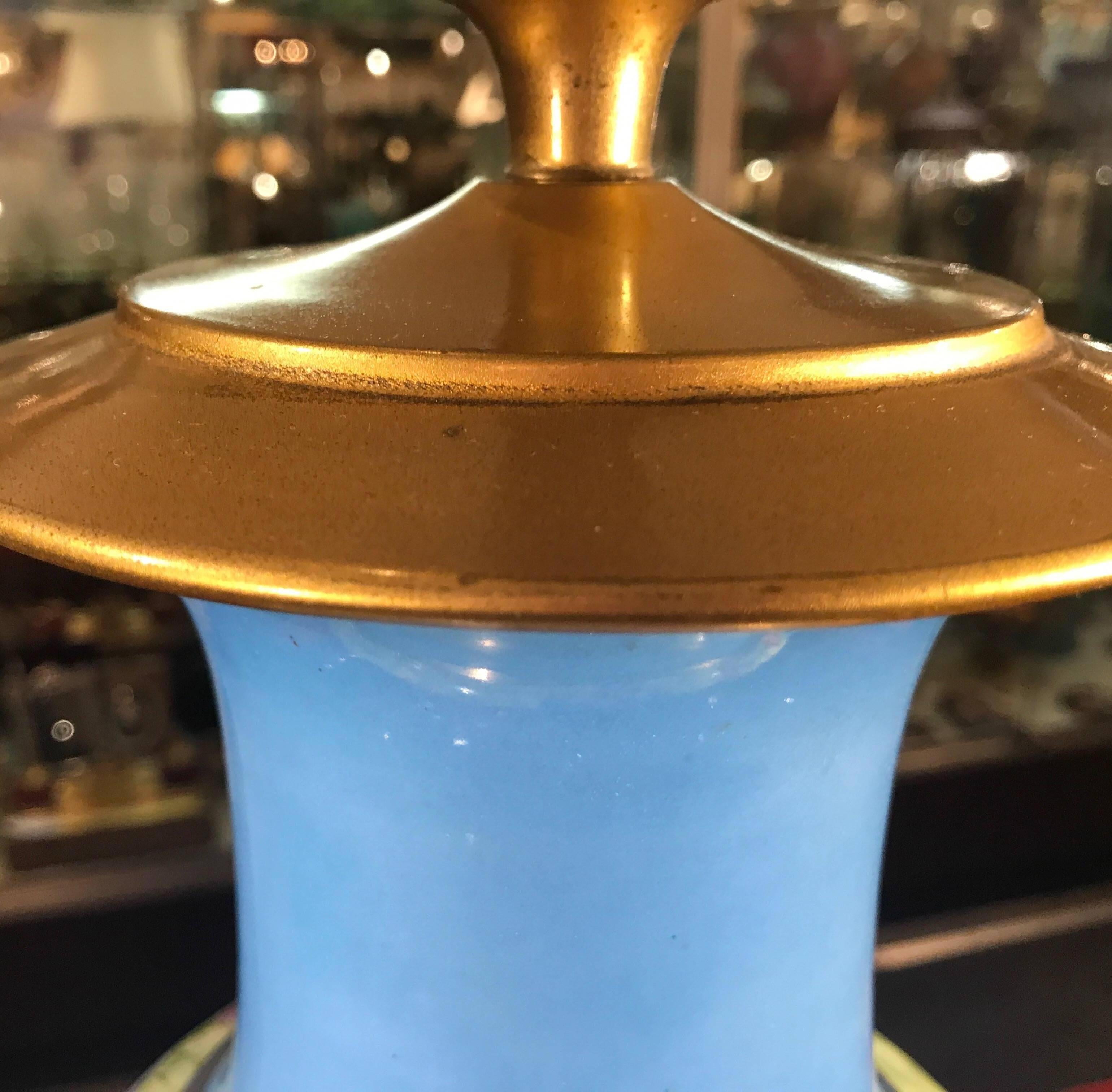 Belle Époque French Hand-Painted Porcelain Lamp