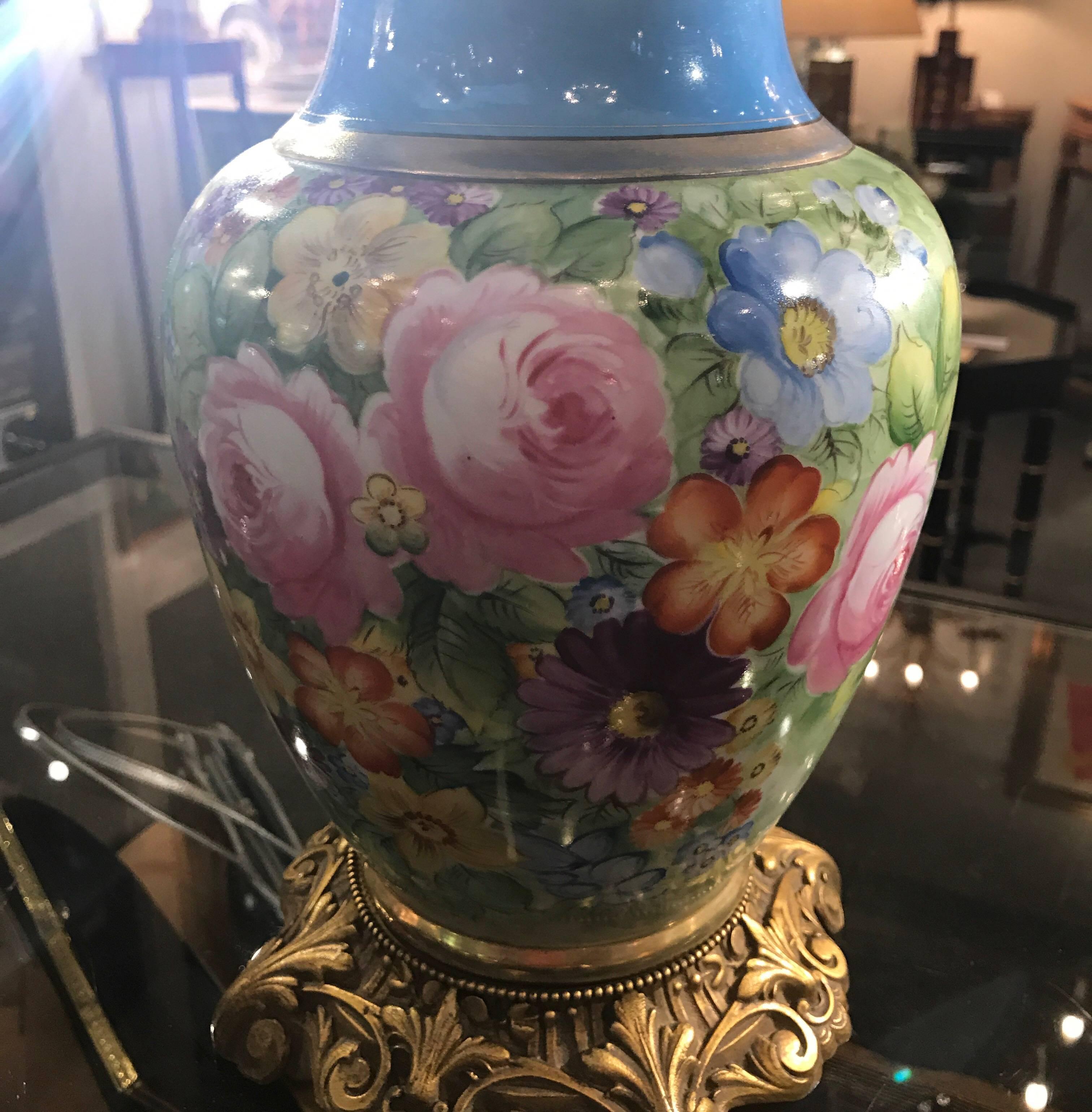 French Hand-Painted Porcelain Lamp 2