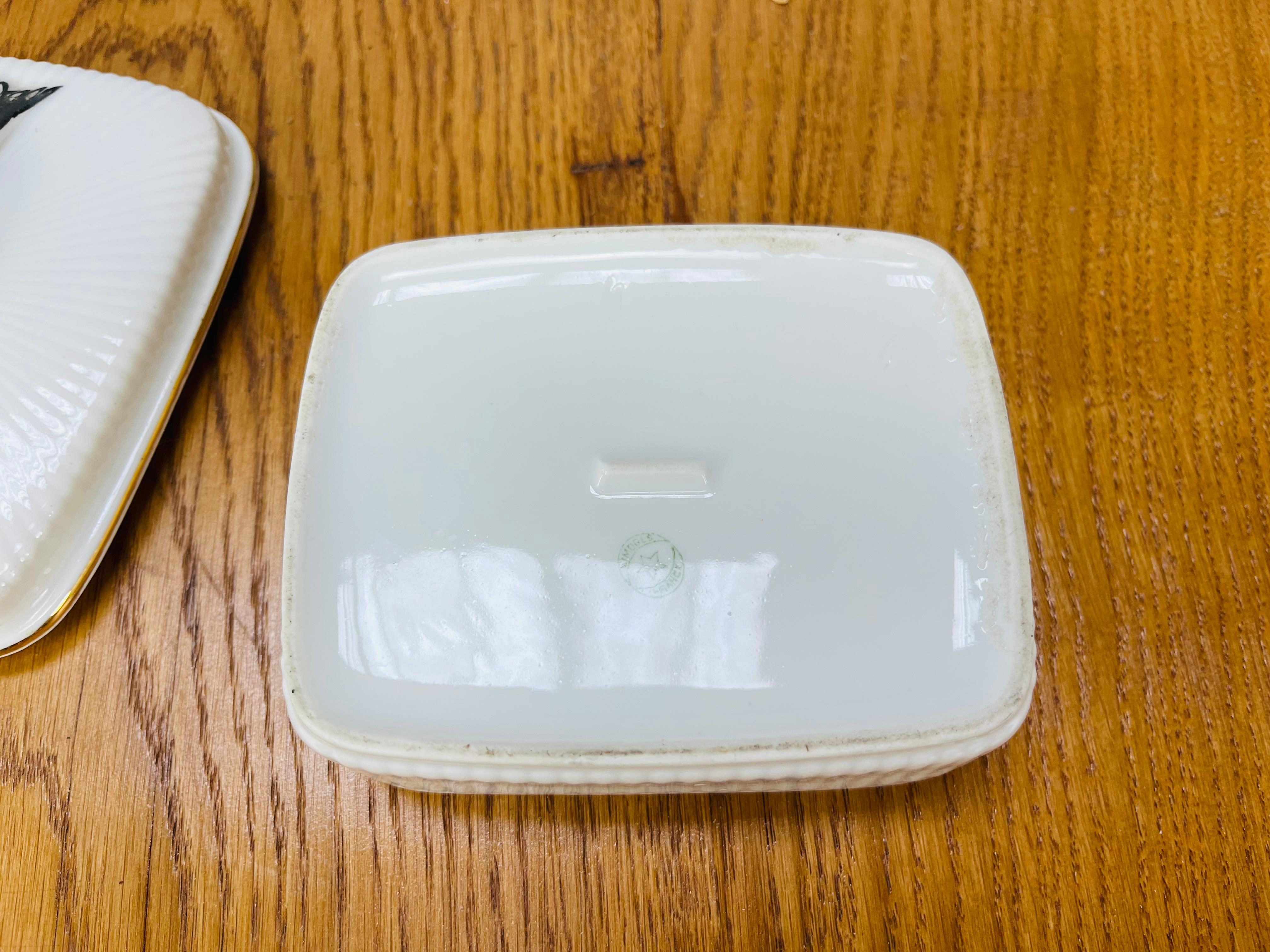 Französische handbemalte Sardinenschachtel aus Porzellan von Betoule & Legrand, Limoges, 1910er Jahre 6