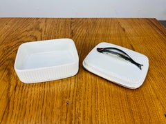 French hand painted porcelain sardine box by Betoule & Legrand, Limoges, 1910's