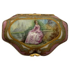 French Hand Painted Porcelain Trinket Box