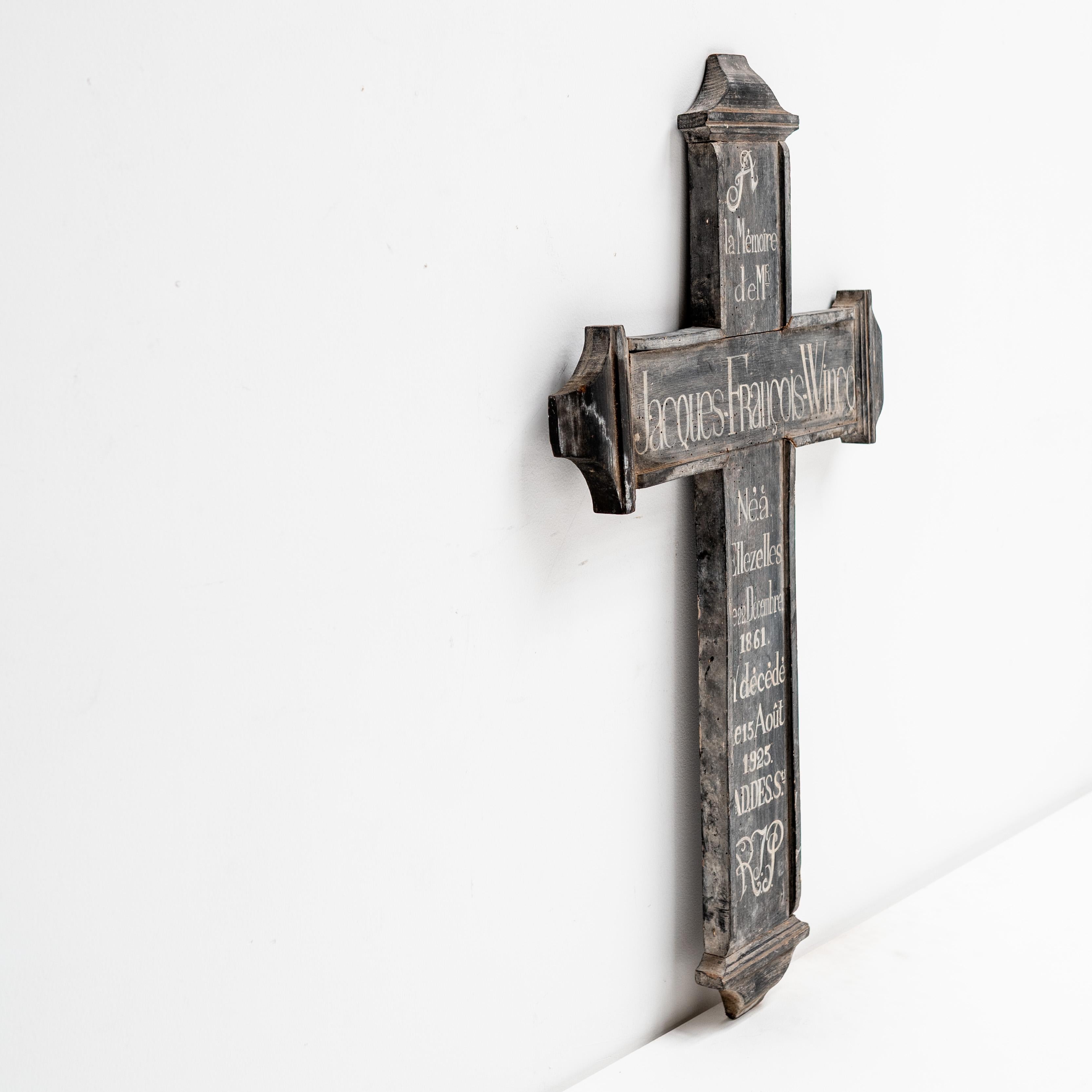 Französisches handbemaltes Schild, kreuzförmiges Schild, Frankreich, 1950er Jahre im Zustand „Relativ gut“ im Angebot in Tokyo, Tokyo
