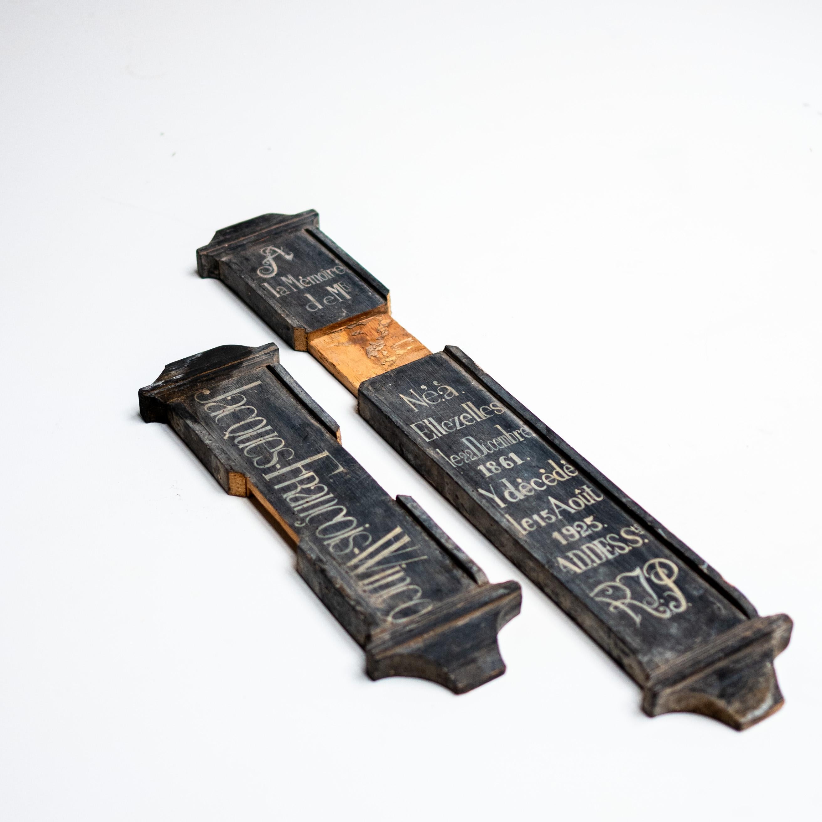 Französisches handbemaltes Schild, kreuzförmiges Schild, Frankreich, 1950er Jahre im Angebot 4