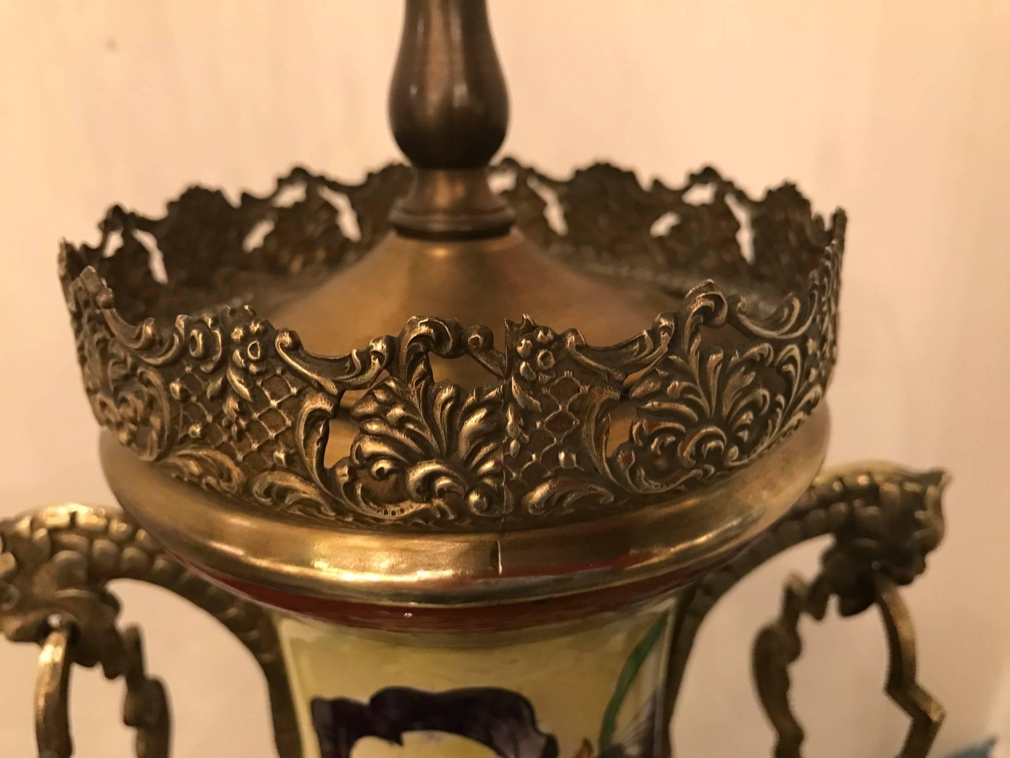 Bronze French Hand Painted Table Lamp