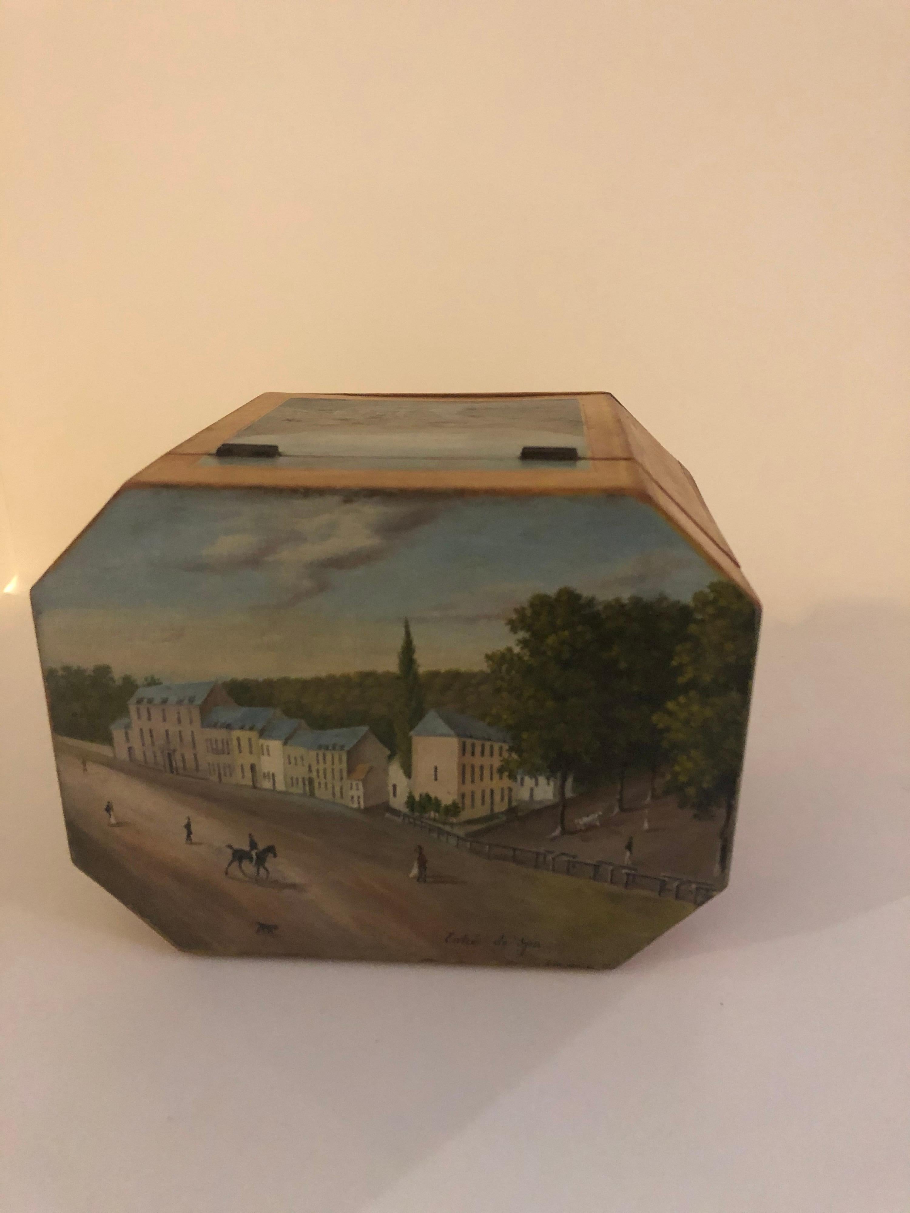 French Hand Painted Tea Box For Sale 1