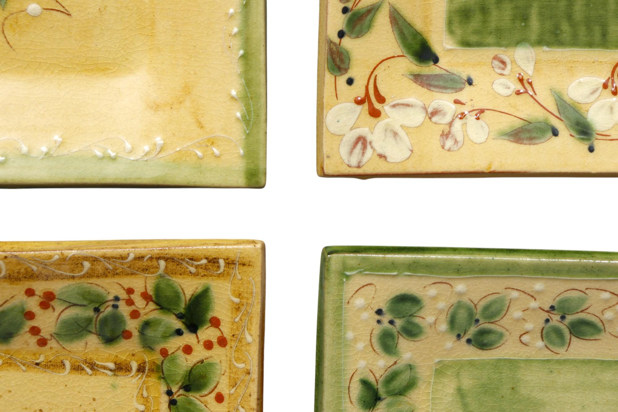 French Hand-Painted Terracotta Serving Plates, Set of 4 For Sale 2
