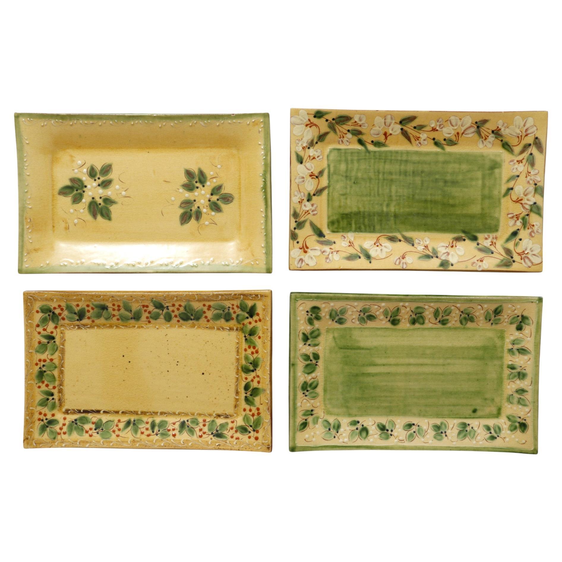French Hand-Painted Terracotta Serving Plates, Set of 4 For Sale
