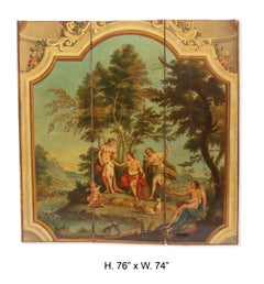 French Hand Painted Three-Panel Screen, 19th Century
