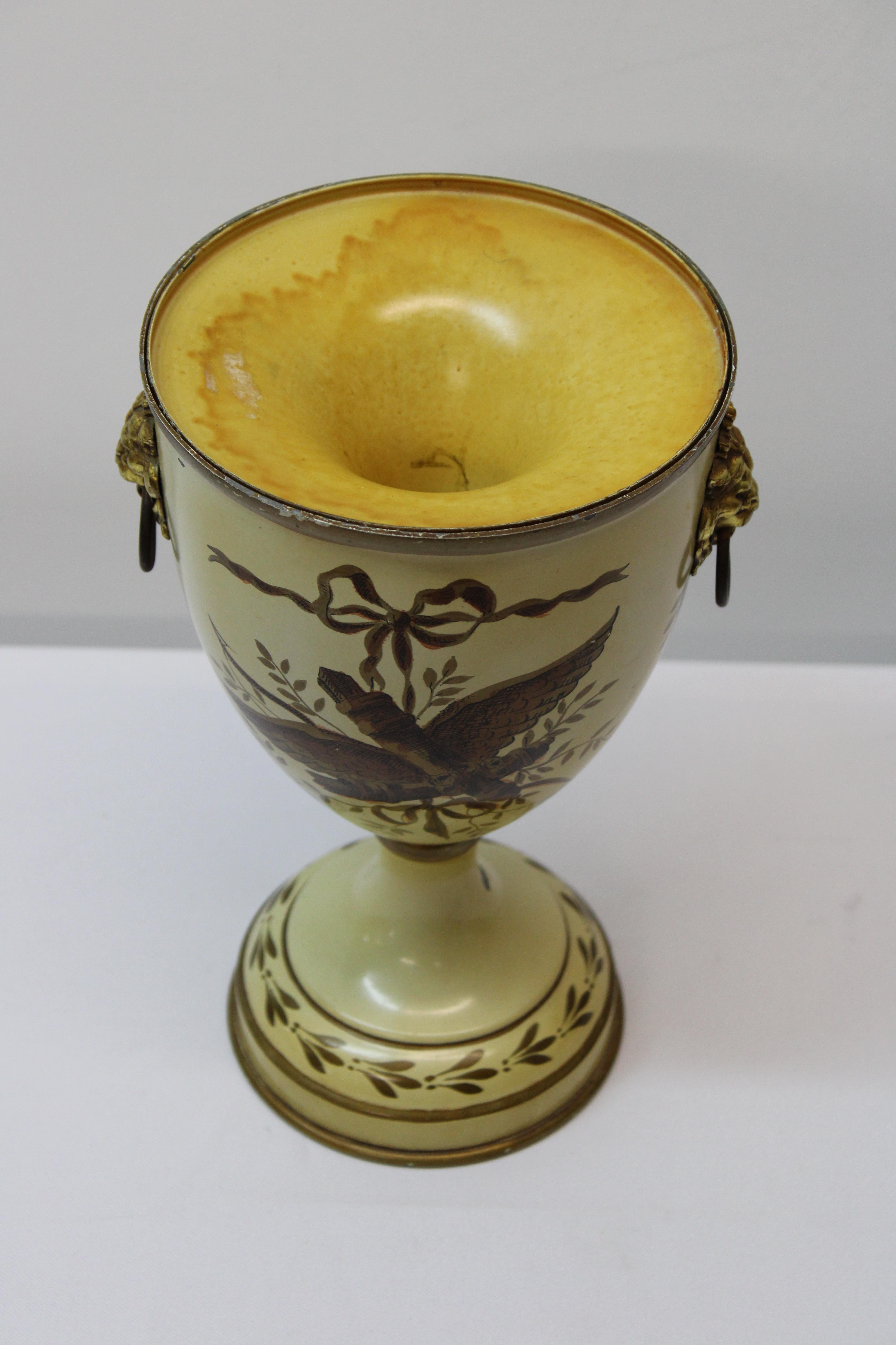 20th Century French Hand Painted Tole Urn For Sale