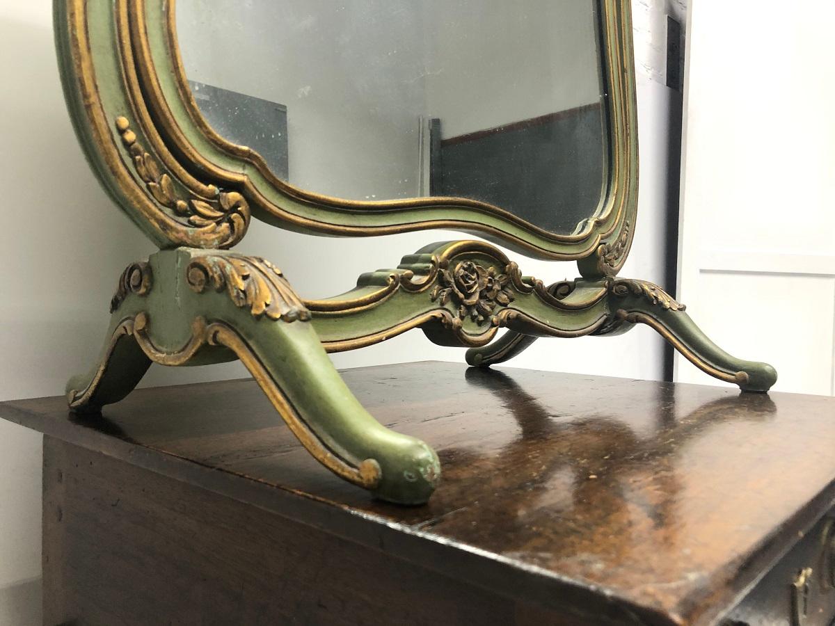 French hand painted decorative vanity mirror.