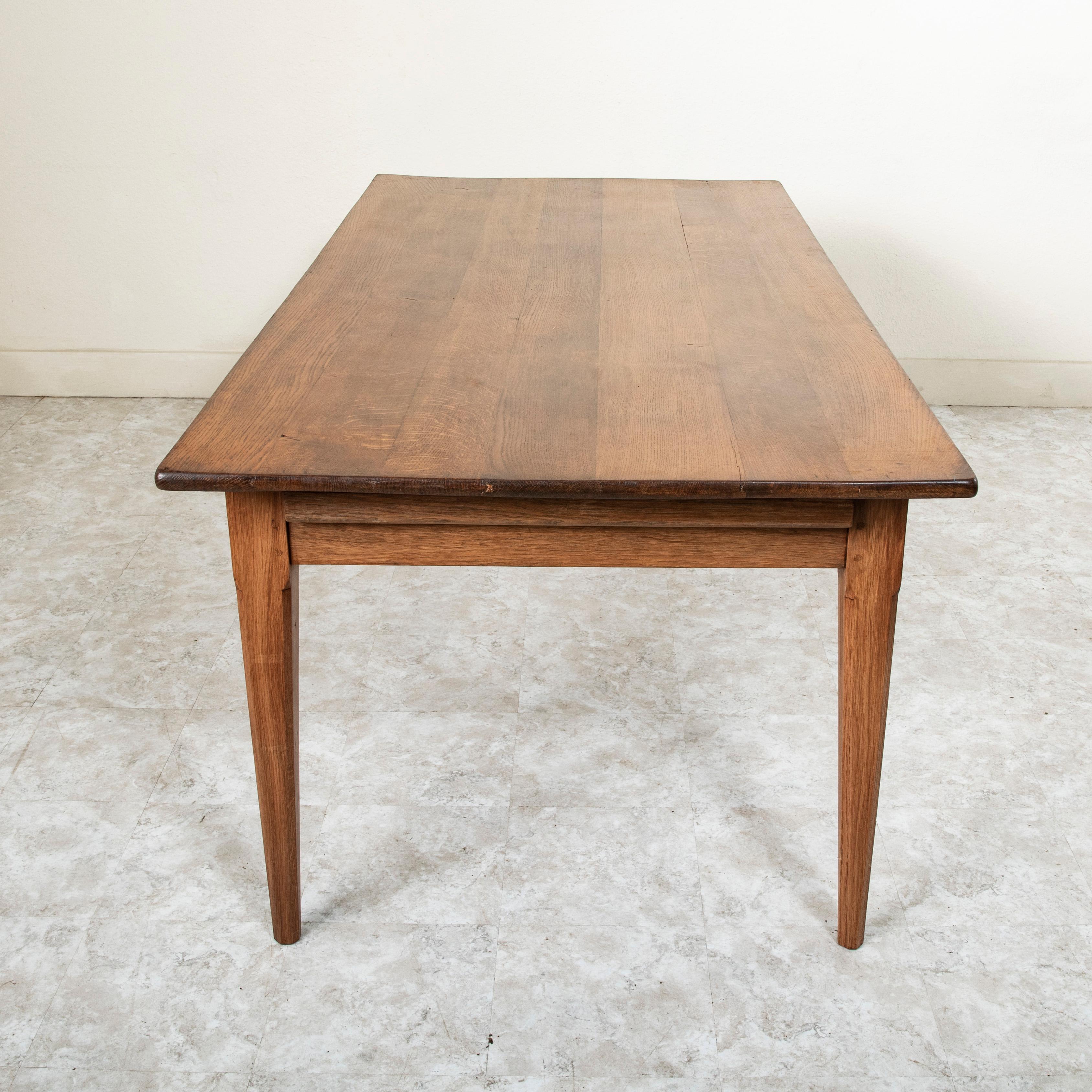 French Hand Pegged Oak Farm Table, Dining Table with Bread Board, Drawer C. 1900 6