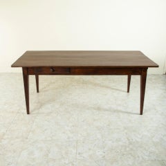 French Hand Pegged Oak Farm Table, Dining Table with Bread Board, Drawer C. 1900