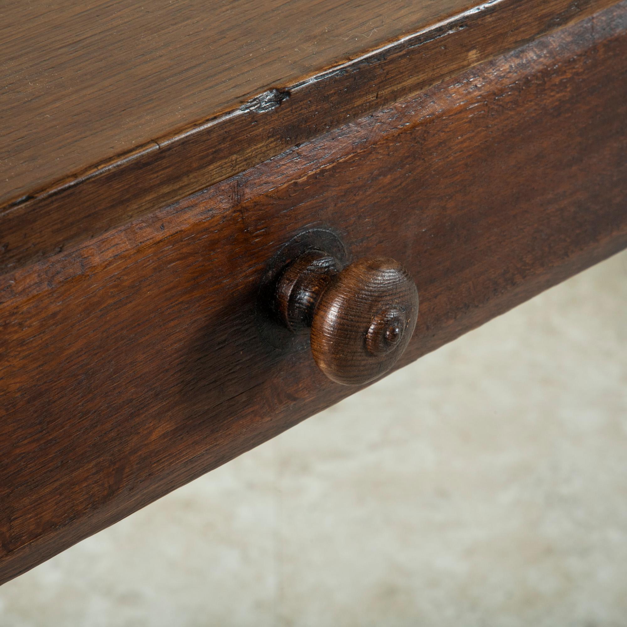 French Hand Pegged Oak Farm Table, Dining Table with Bread Board, Drawer C. 1900 2