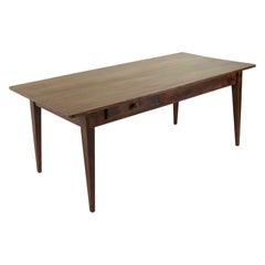 Antique French Hand Pegged Oak Farm Table, Dining Table with Bread Board, Drawer C. 1900