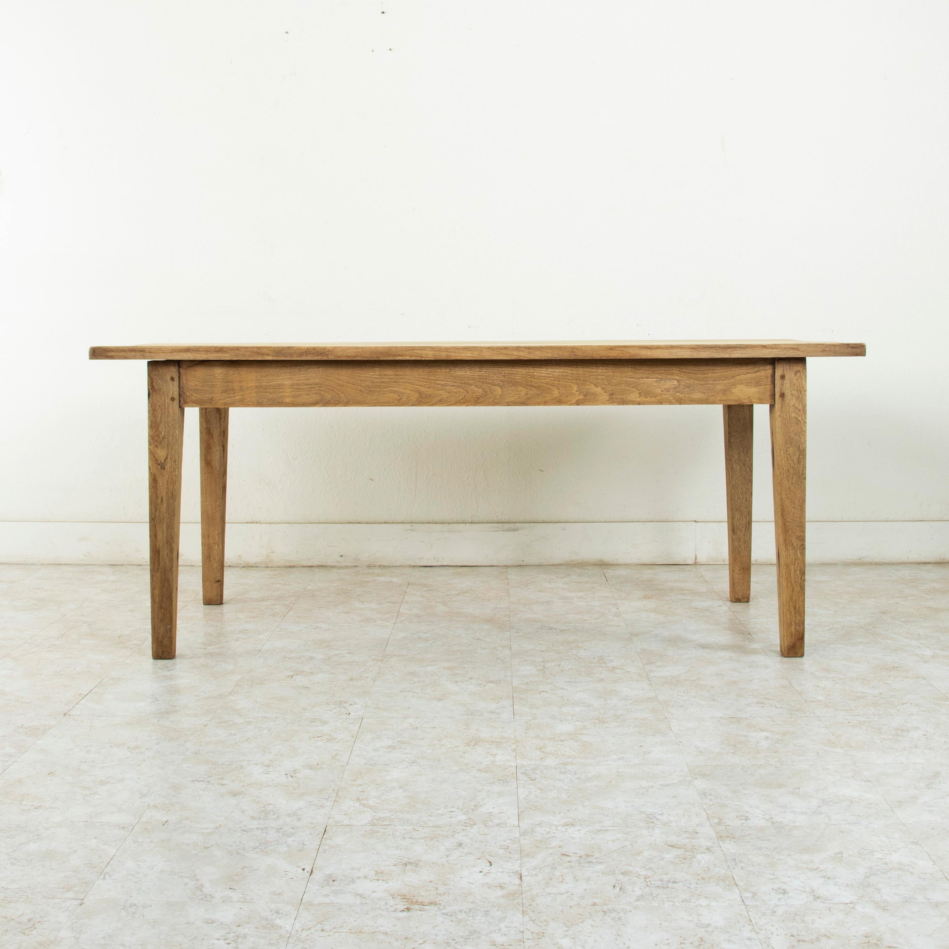 French Hand Pegged Oak Farm Table or Dining Table circa 1900, Seats Six 1