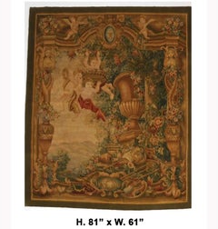 French Hand Woven Tapestry with Cherubs, Mid-20th Century