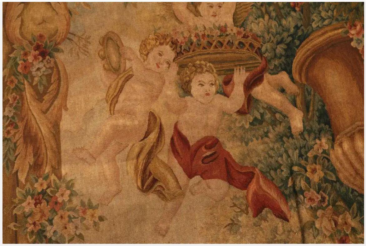 Hand-Woven French Hand Woven Tapestry with Cherubs, Mid-20th Century For Sale
