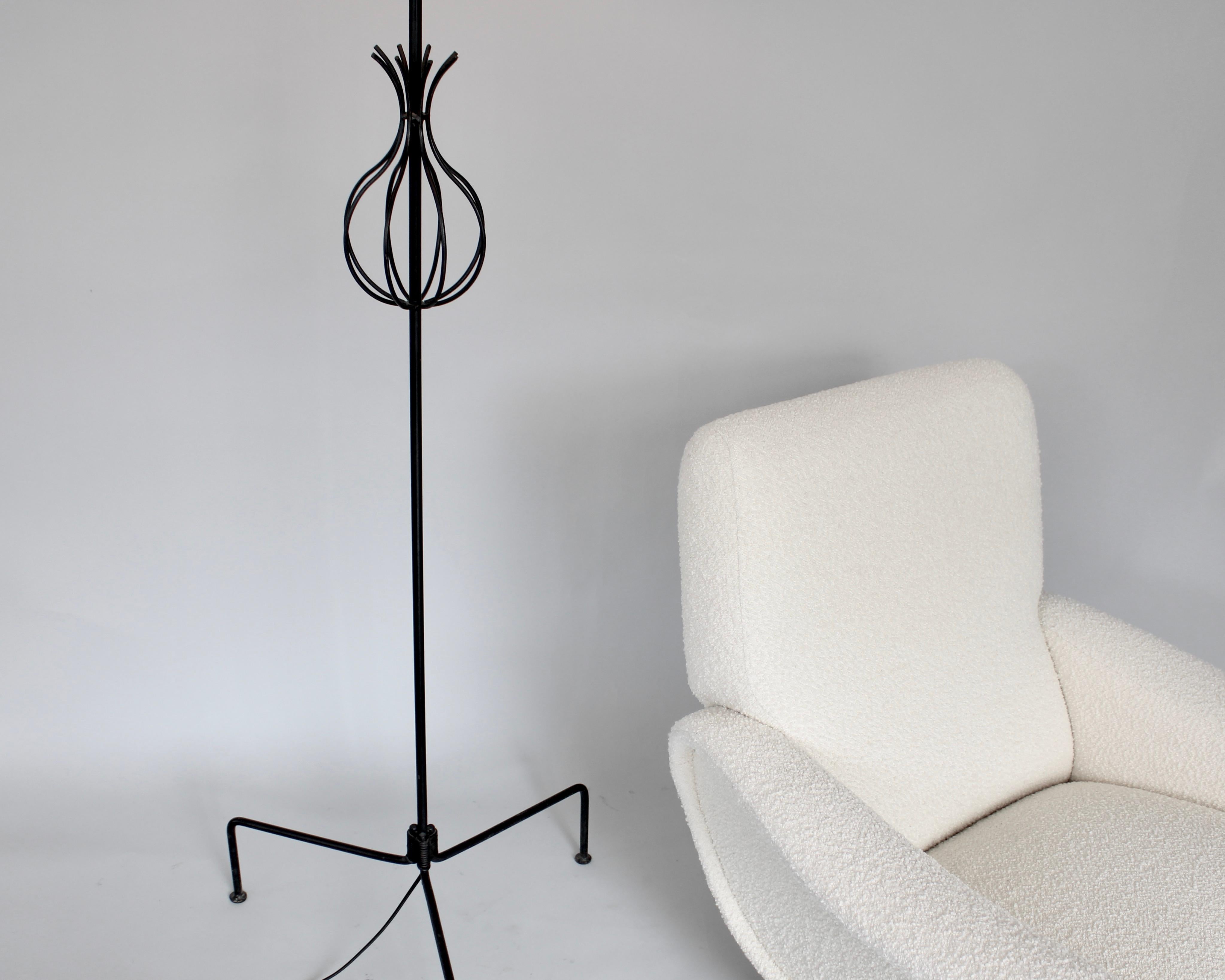 Mid-20th Century French Hand Wrought Iron Floor Lamp by Attributed to Rene Jean Caillette For Sale