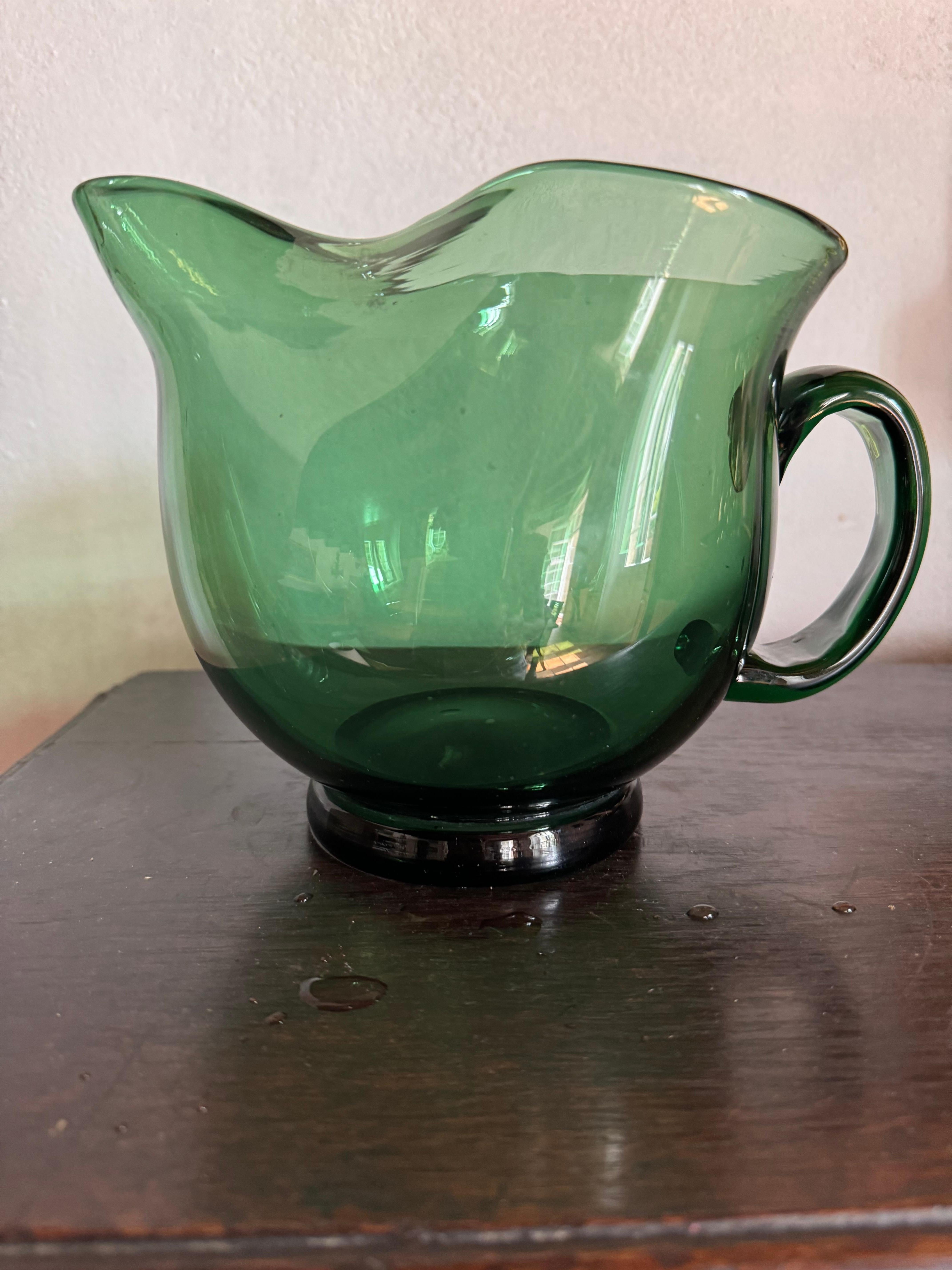 Jarra italiana de vidrio soplado Empoli Hecho a mano en venta