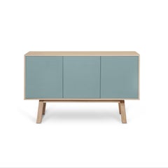 Französisches handgefertigtes blau-graues 3-türiges Sideboard, von Designer Eric Gizard Paris