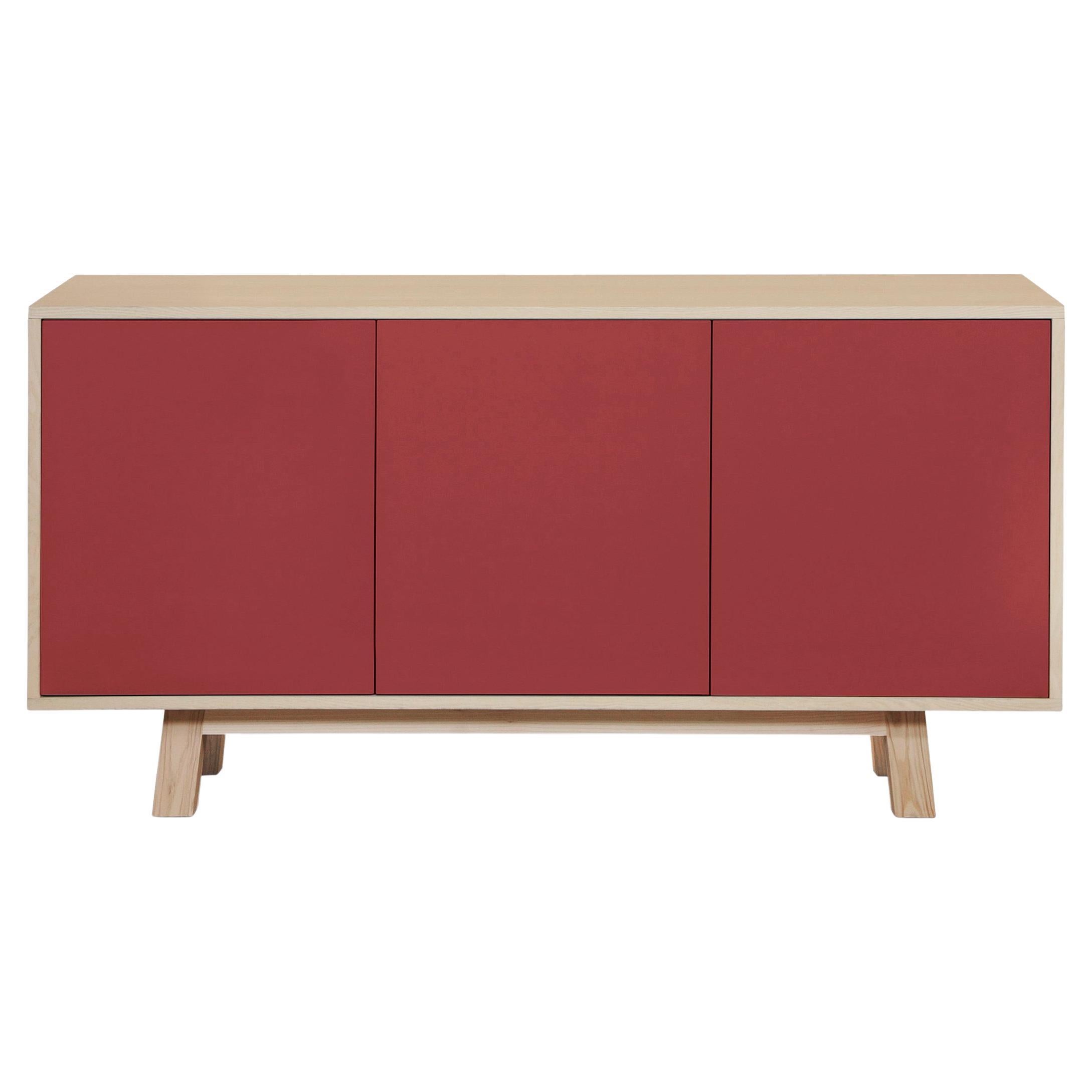 Aparador artesanal francés de 3 puertas rojo personalizable, de Eric Gizard Paris