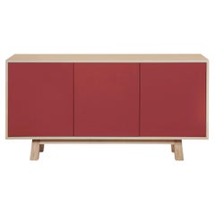 Aparador artesanal francés de 3 puertas rojo personalizable, de Eric Gizard Paris