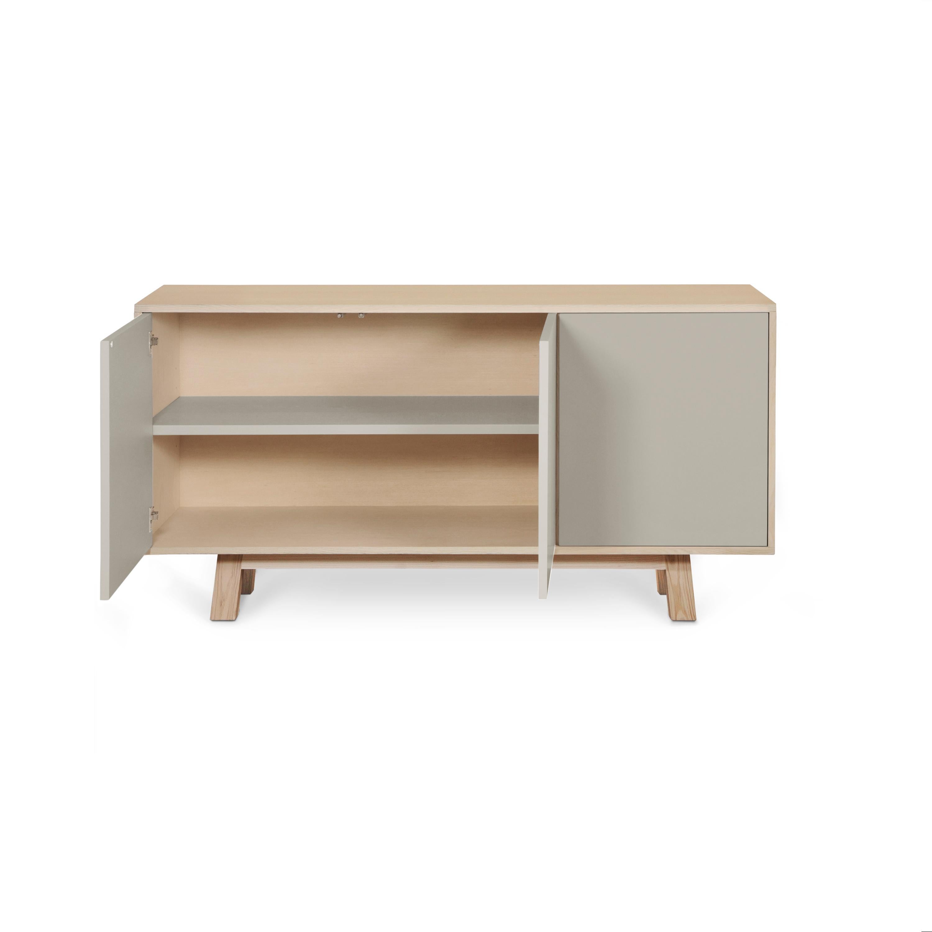 Contemporary French handcrafted designer light gray sideboard by Eric Gizard Paris For Sale