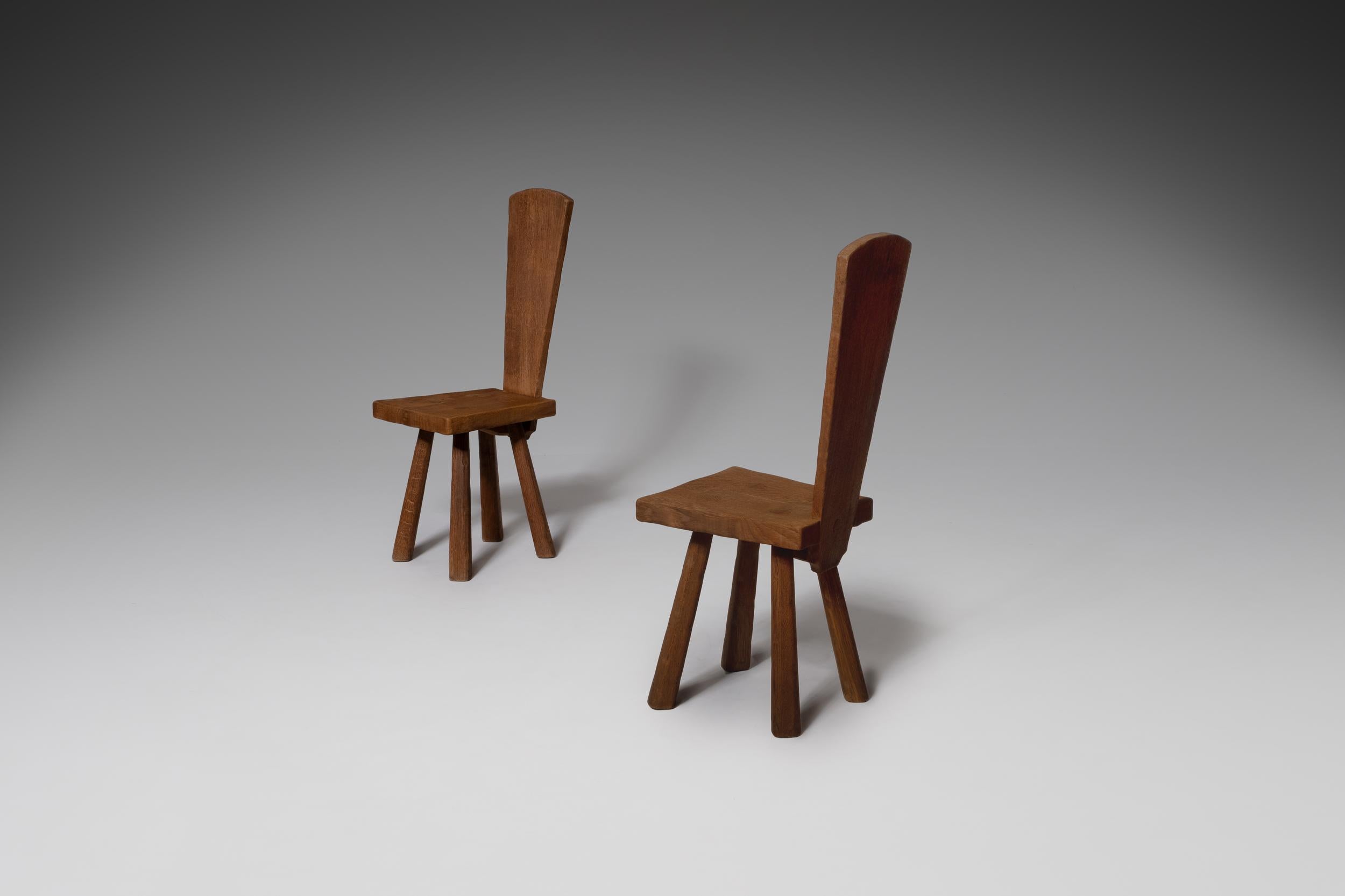 French Handcrafted Oak Side Chairs 1