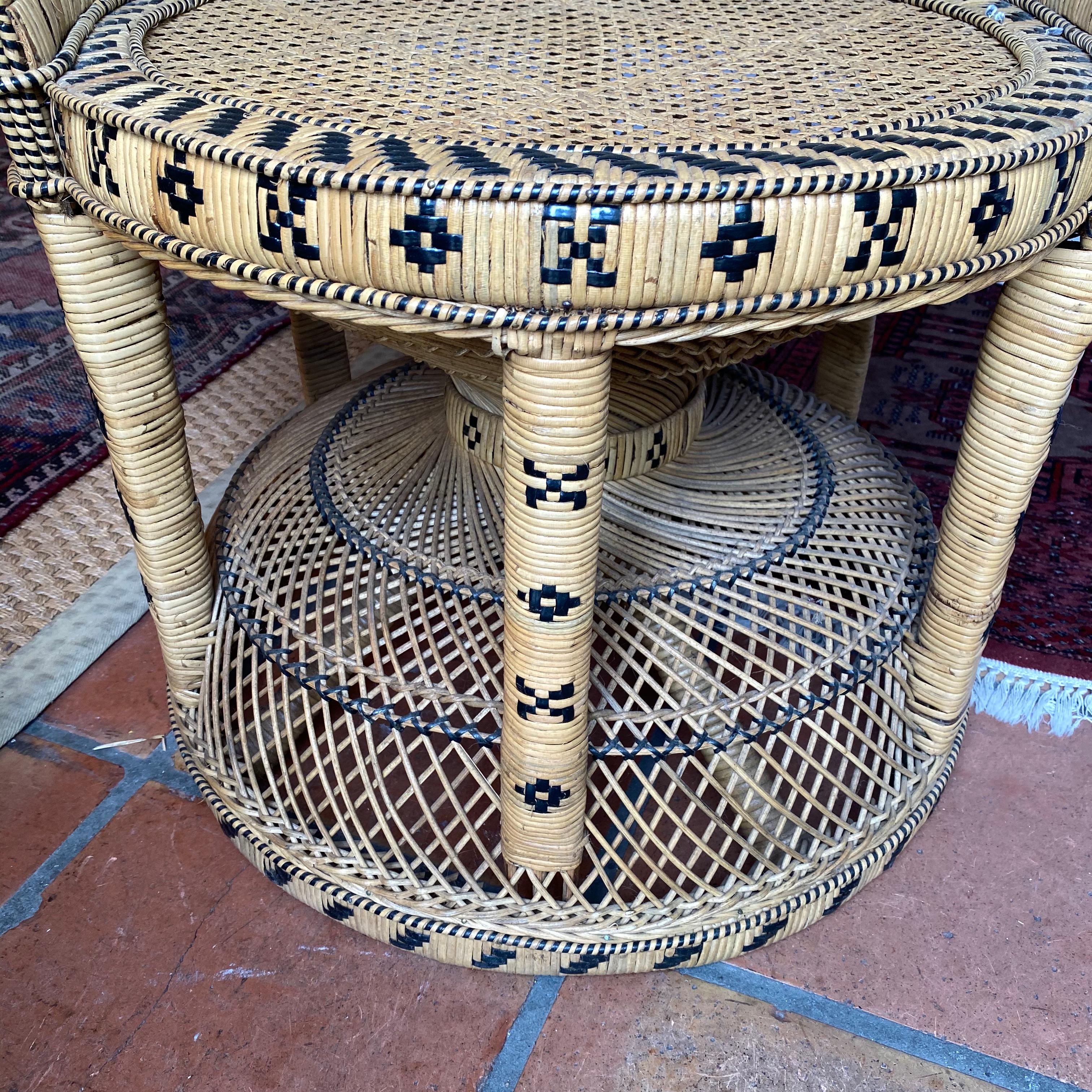 French Handcrafted Rattan and Wicker Emmanuelle Armchair, 1970s 5