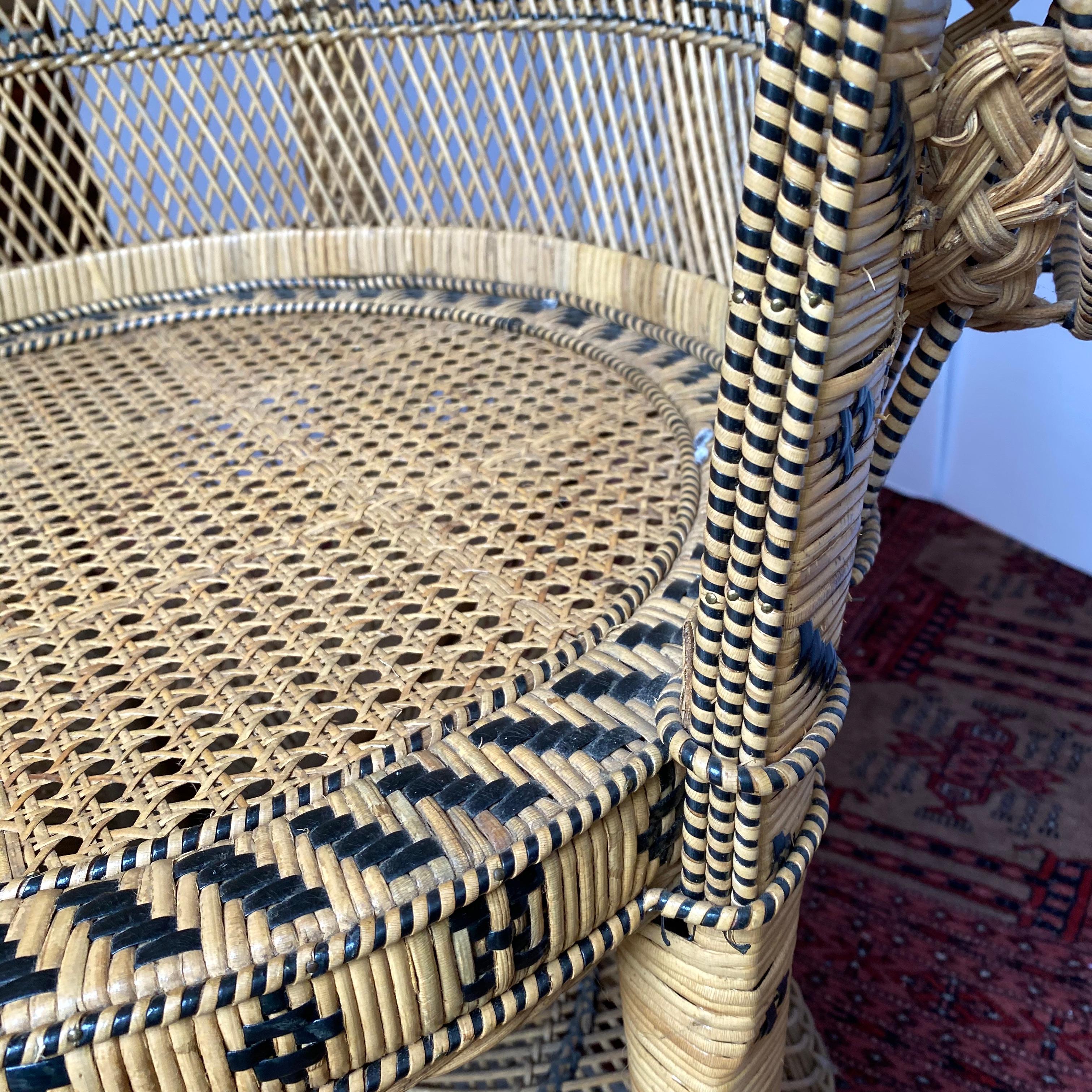 French Handcrafted Rattan and Wicker Emmanuelle Armchair, 1970s 6