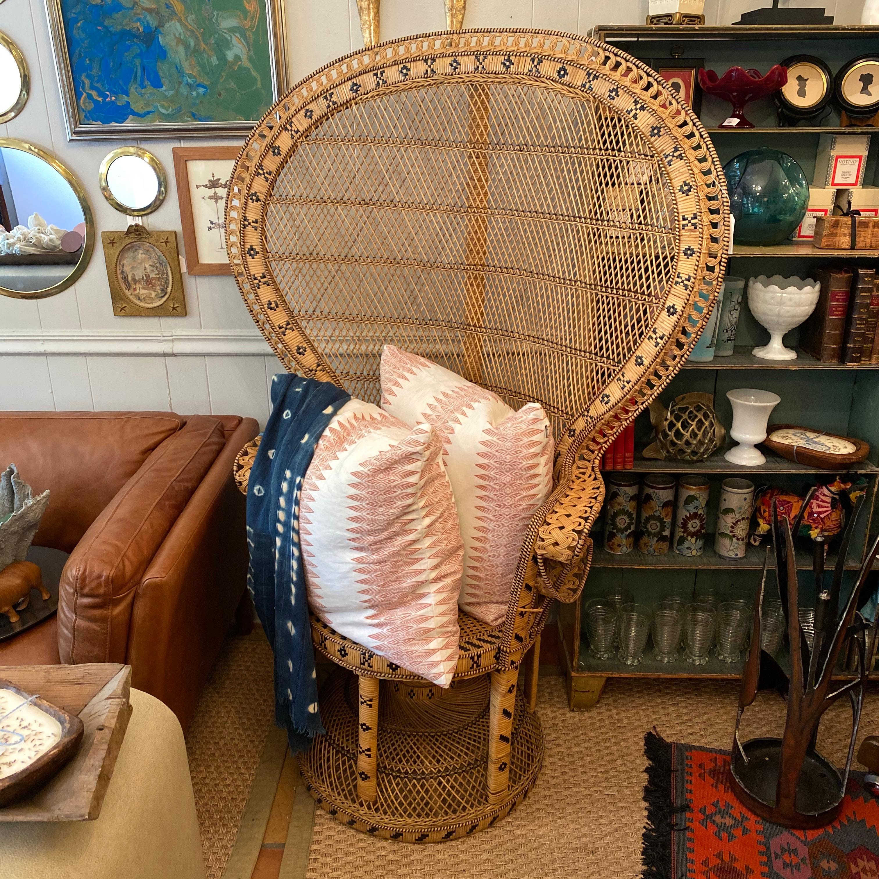 French Handcrafted Rattan and Wicker Emmanuelle Armchair, 1970s 10
